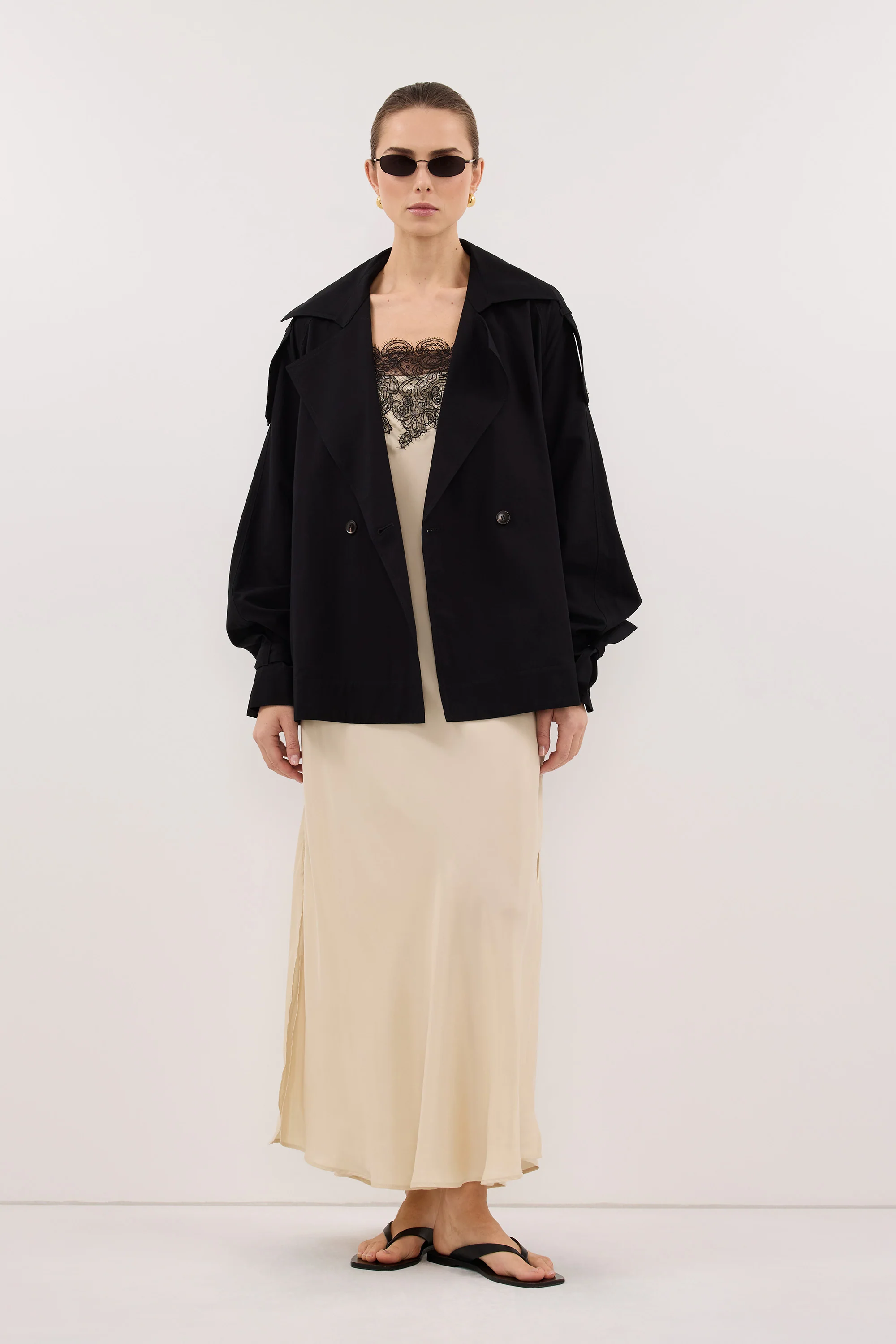 NINA BLACK LIGHTWEIGHT MINI TRENCH - Image 6