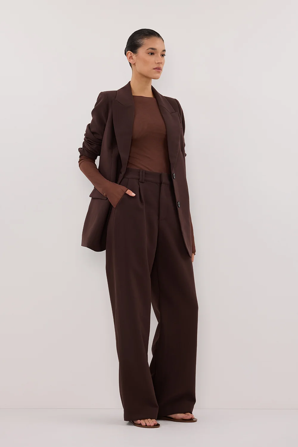 NYRA CHOC LONG SLEEVE MESH TOP - Image 4