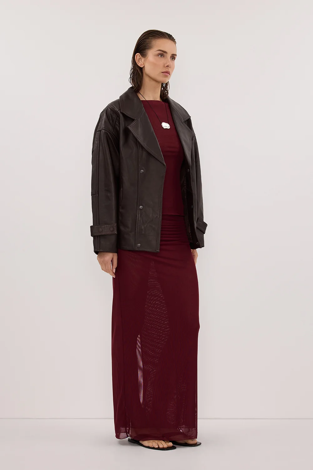 NYRA WINE COLUMN MIDI SKIRT - Image 3