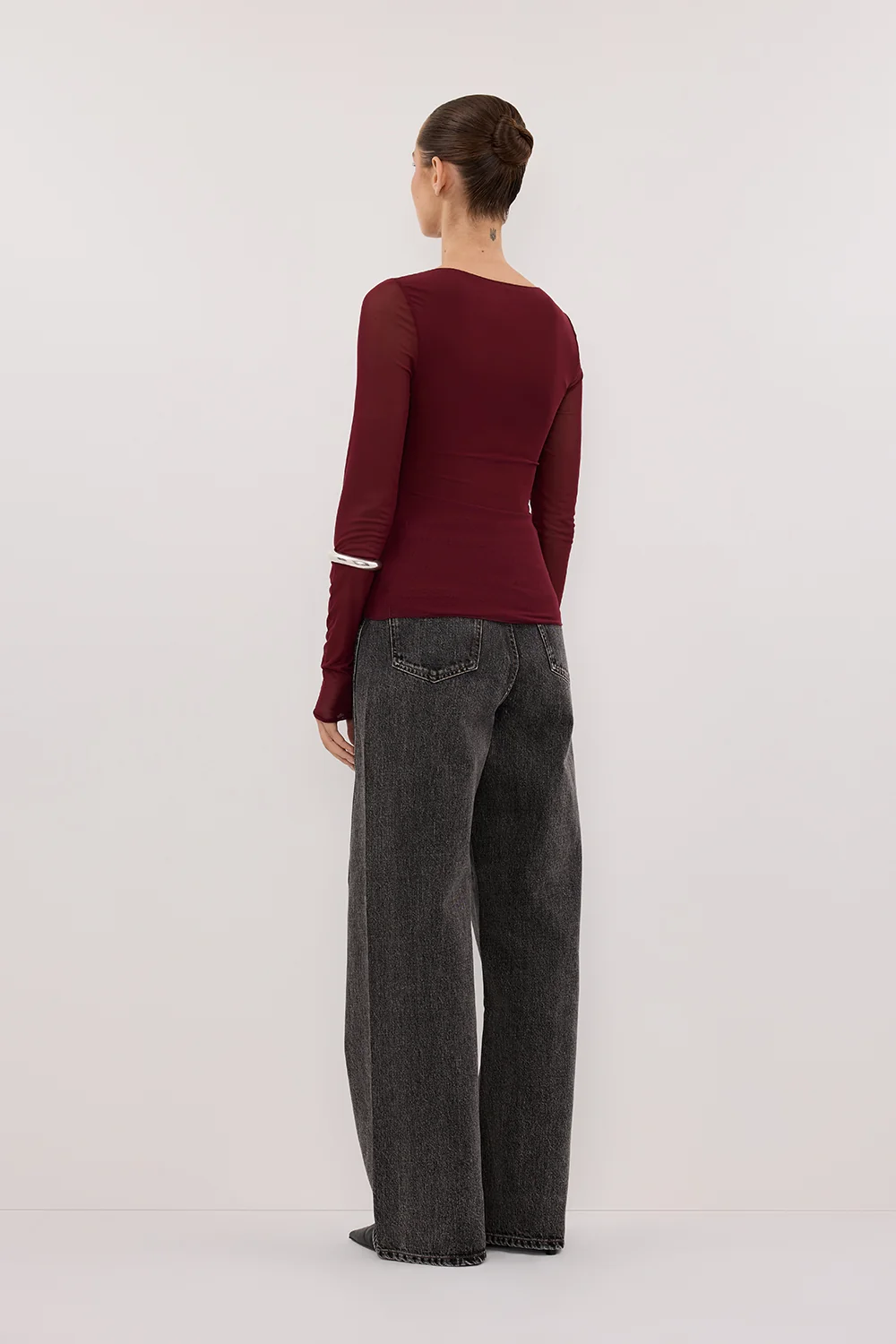 NYRA WINE LONG SLEEVE MESH TOP - Image 7