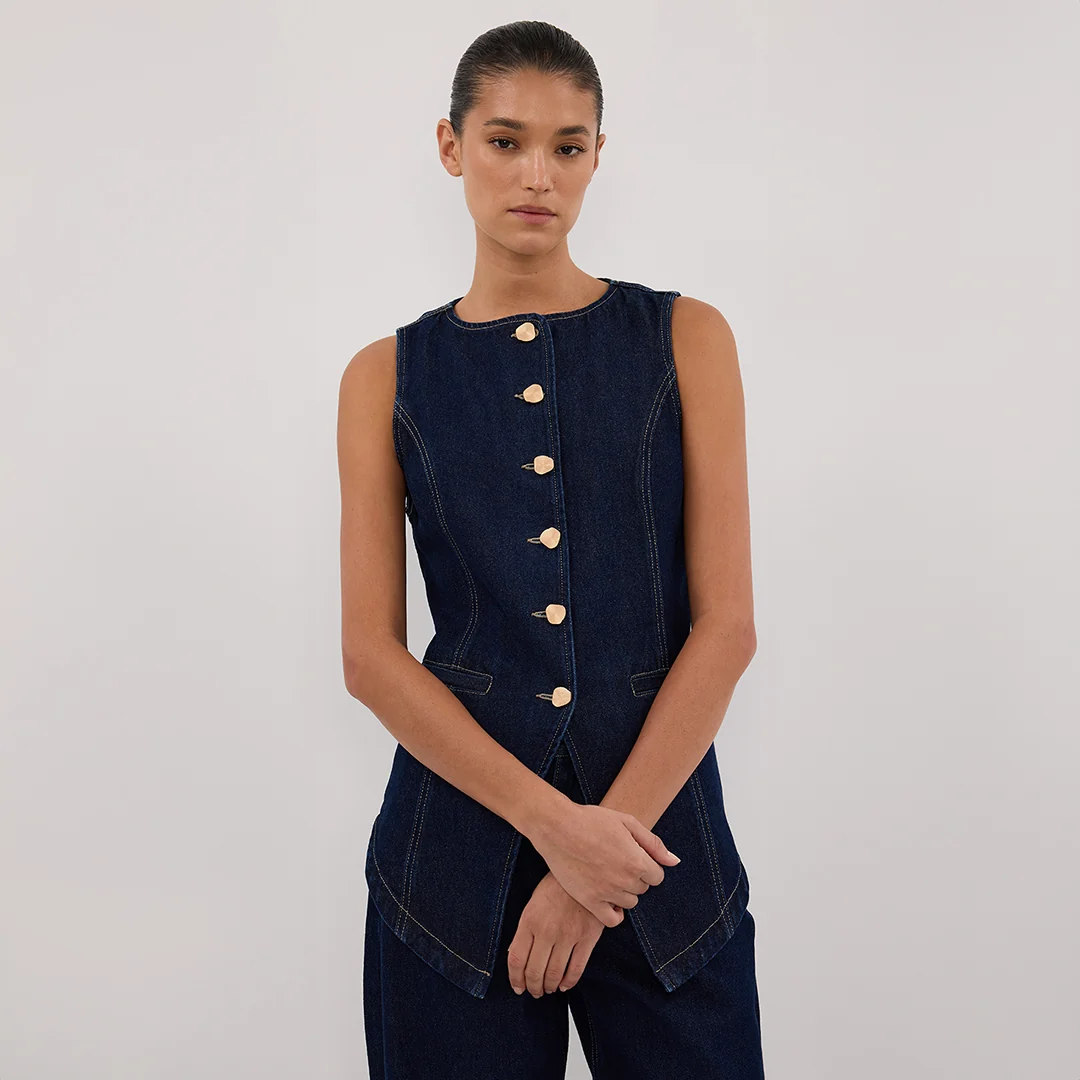 OLLY INDIGO DENIM VEST - Image 7