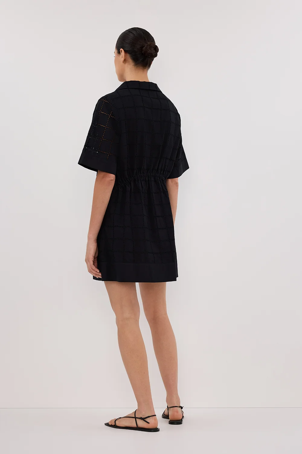 OWEN BLACK SLEEVED BRODERIE MINI DRESS - Image 4