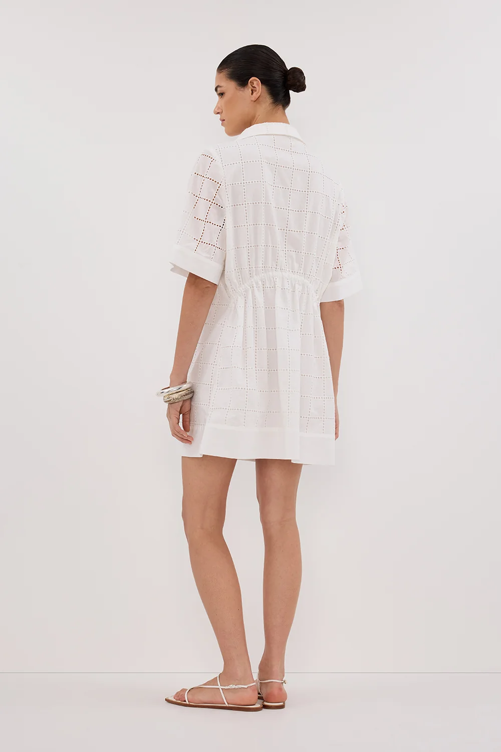 OWEN WHITE SLEEVED BRODERIE MINI DRESS - Image 4