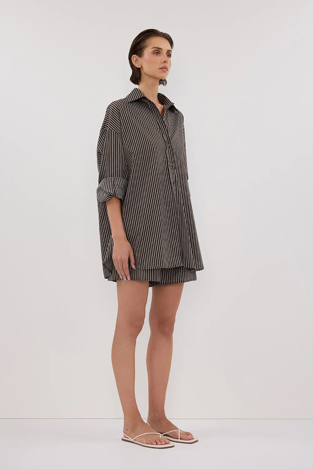 PALMA BITTER CHOC OVERSIZED SILK BLEND SHIRT - Image 3