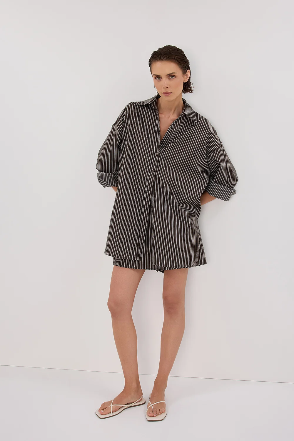 PALMA BITTER CHOC OVERSIZED SILK BLEND SHIRT - Image 6