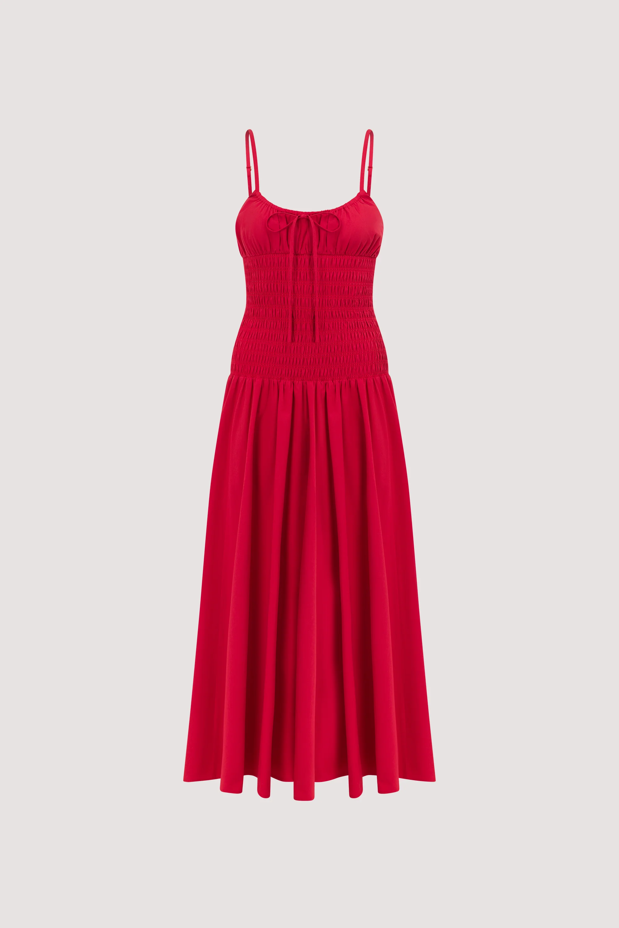 PALOMA RED COTTON MIDI DRESS - Image 8