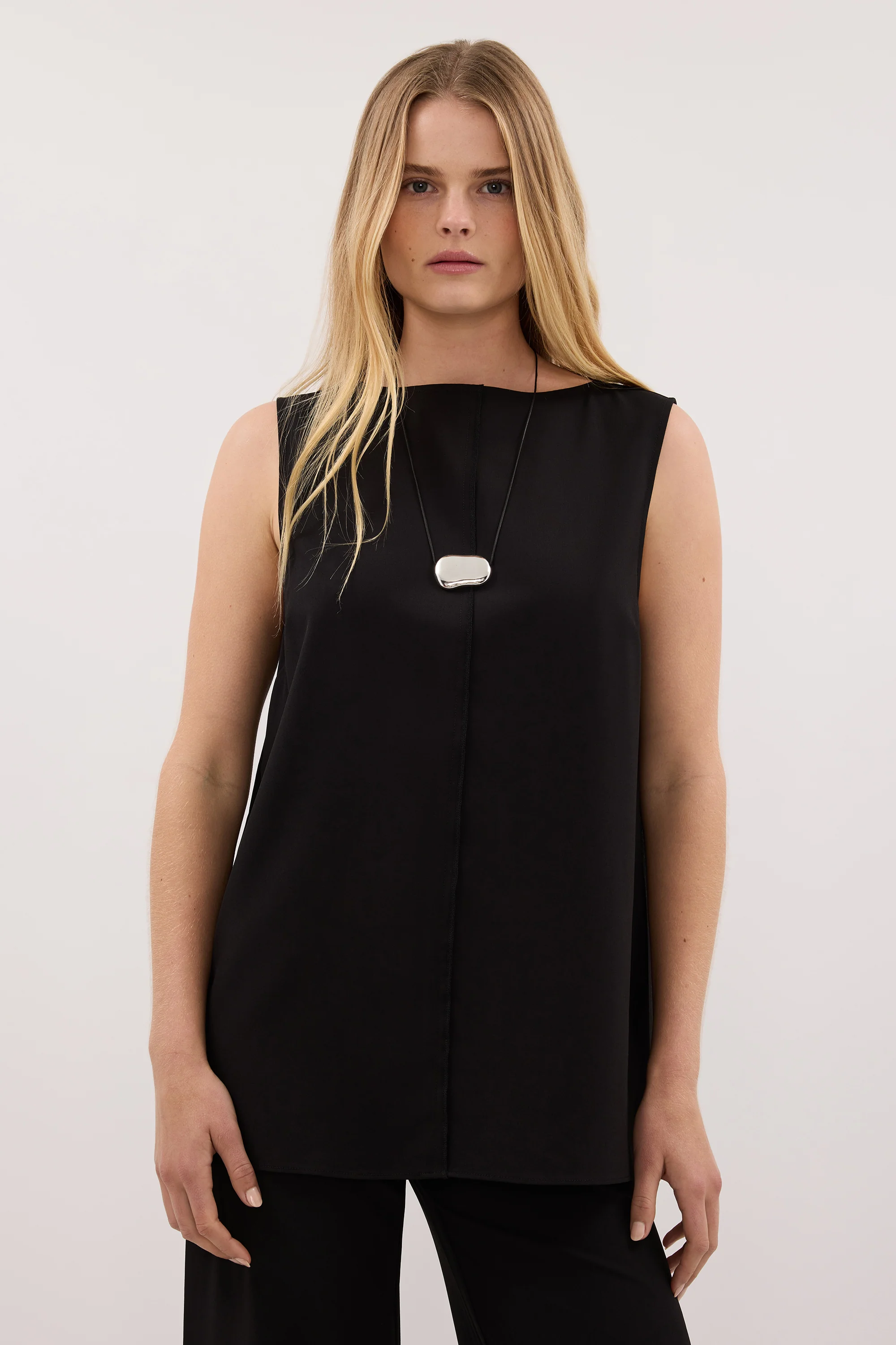 PARKER BLACK BOAT NECK TUNIC TOP - Image 2
