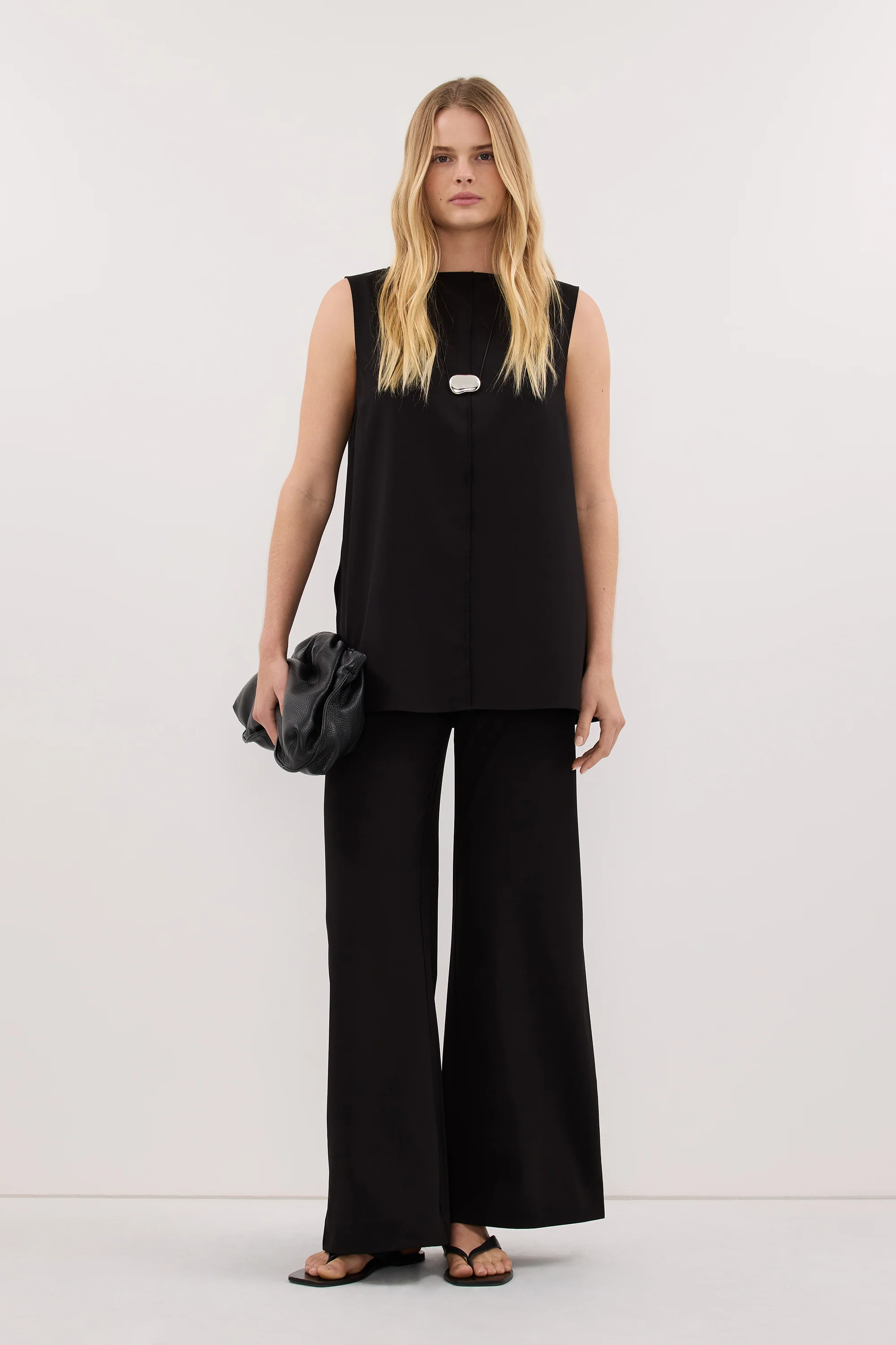 PARKER BLACK FLAT FRONT PANT