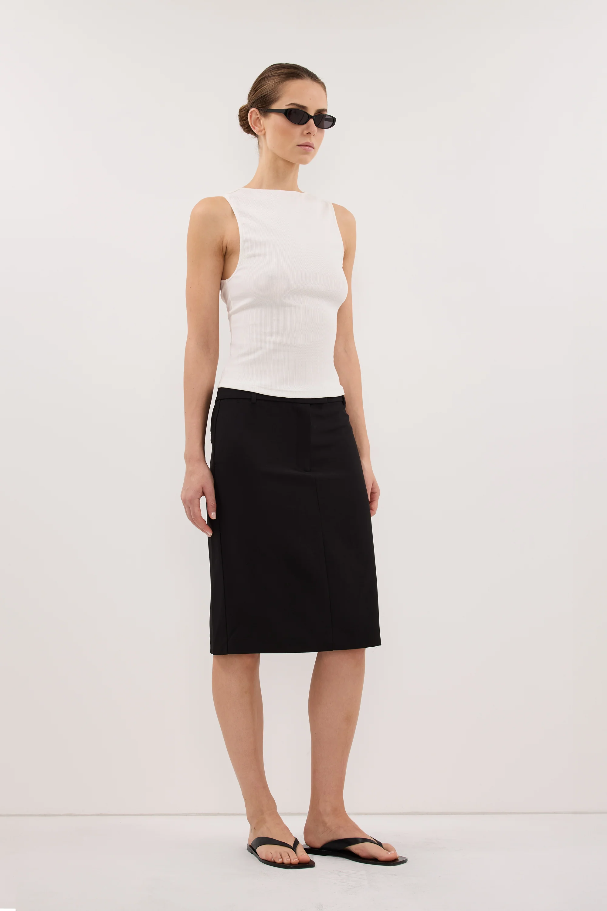 PARKER BLACK KNEE LENGTH SKIRT - Image 3