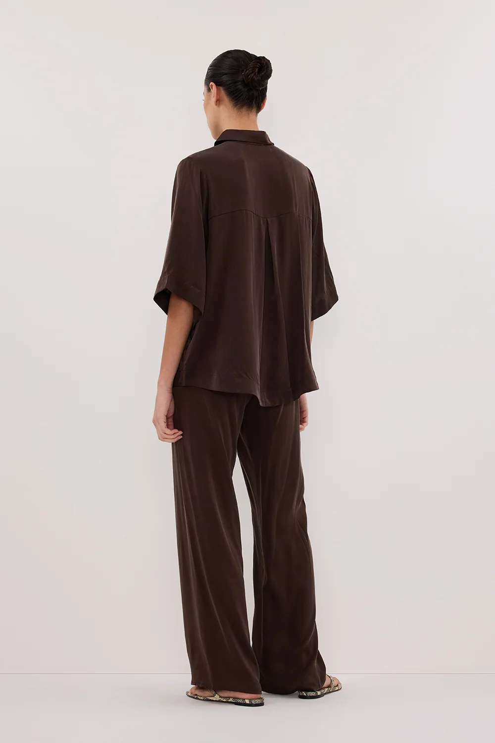 PERCY BITTER CHOC SILK SHIRT - Image 5
