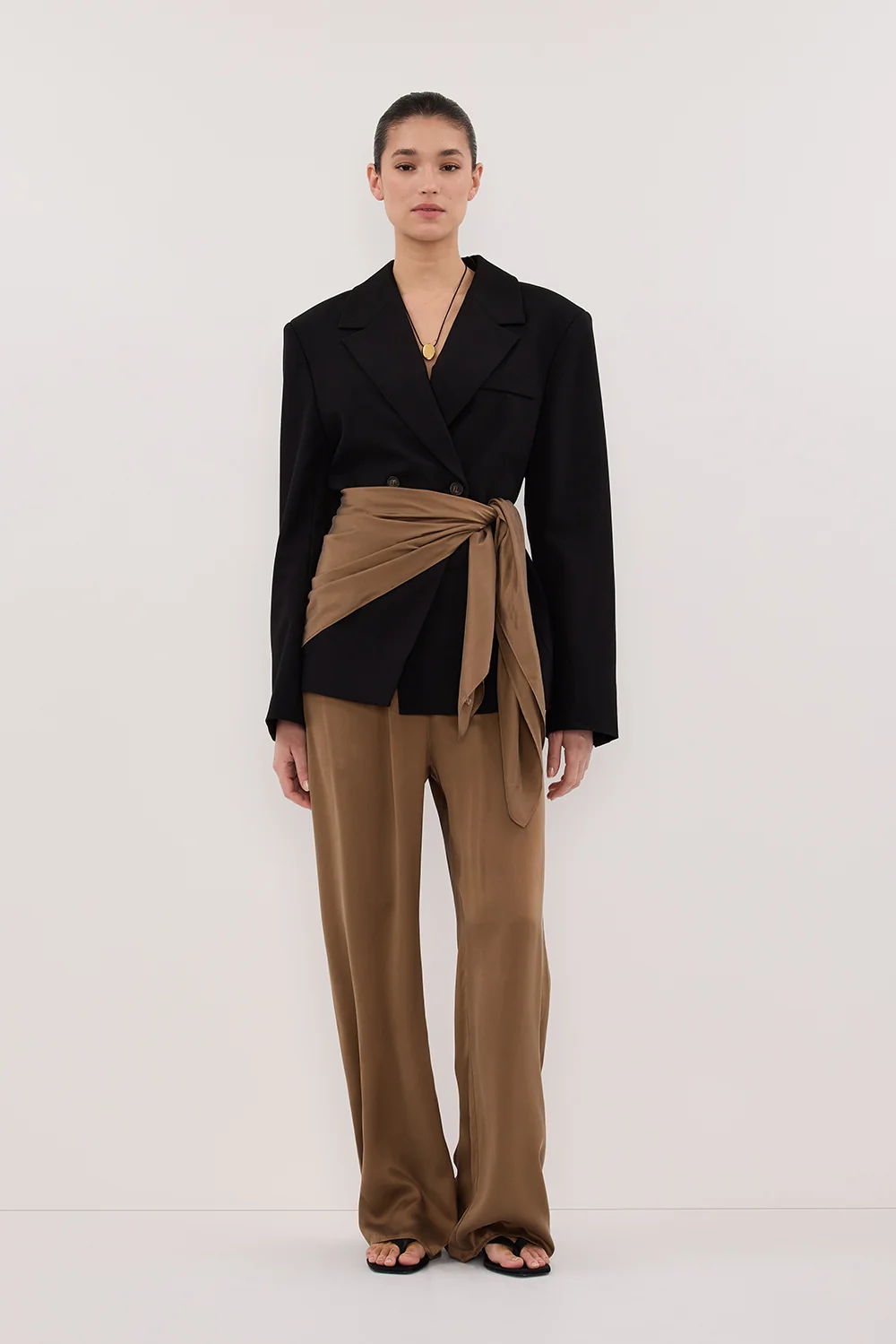PERCY CHESTNUT SILK SCARF TOP