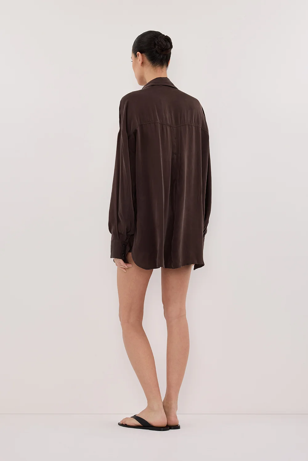 PERCY CHOC SILK LONG SLEEVE SHIRT - Image 4