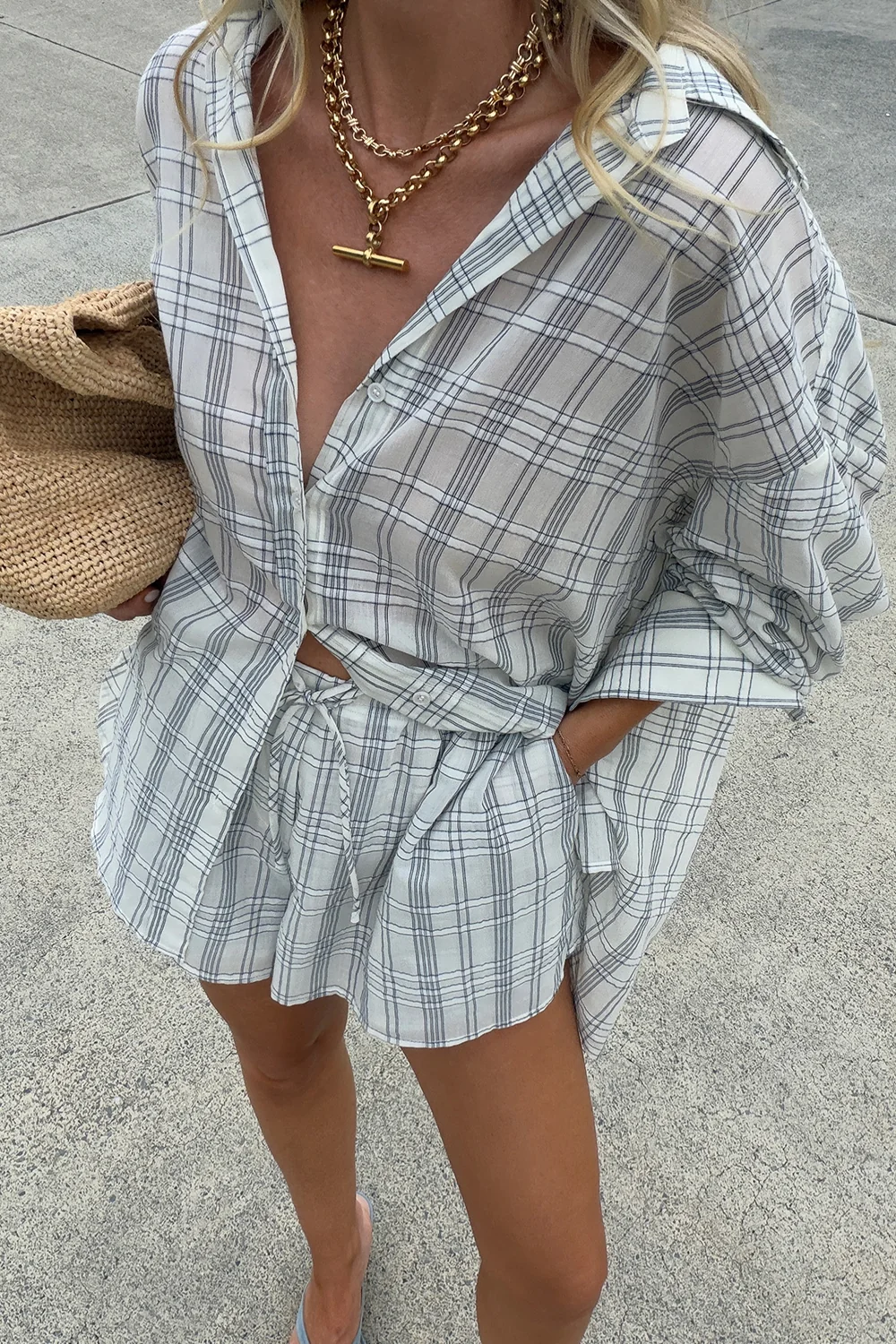 PETRA OFF WHITE CHECK SHIRT - Image 2