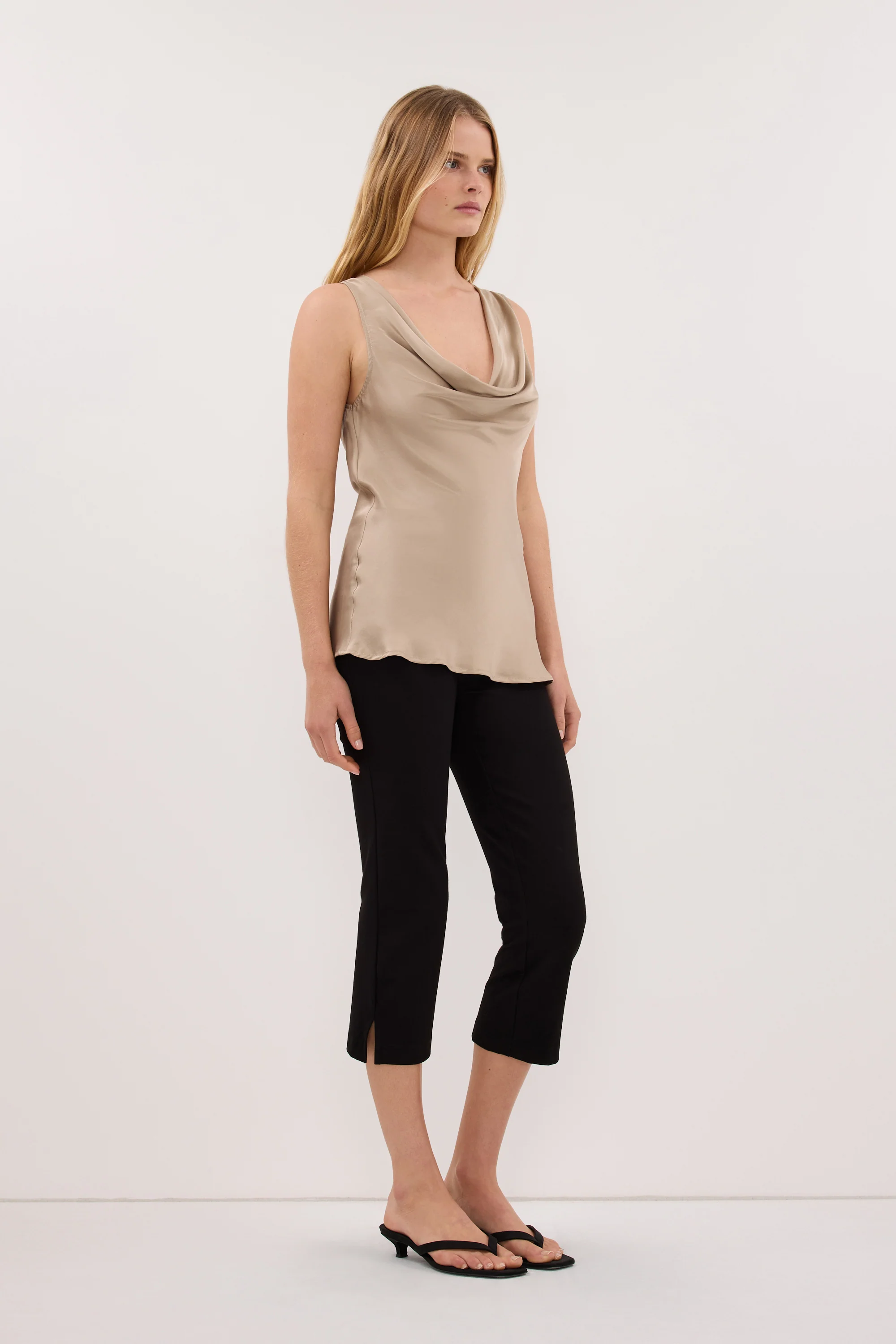 PEYTON GOLD SILK COWL TOP - Image 3