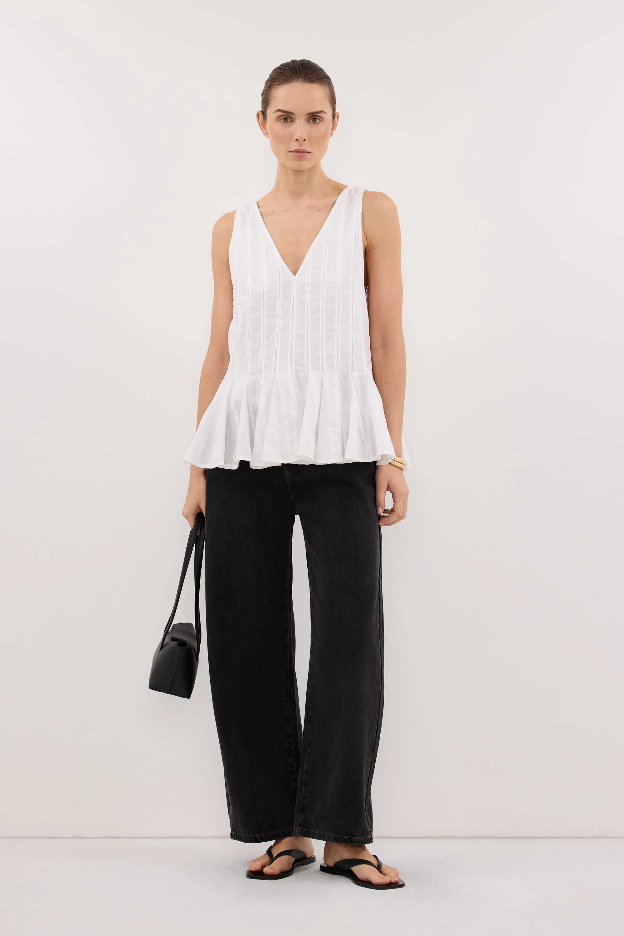 PIXIE WHITE LINEN GODET TOP - Image 6