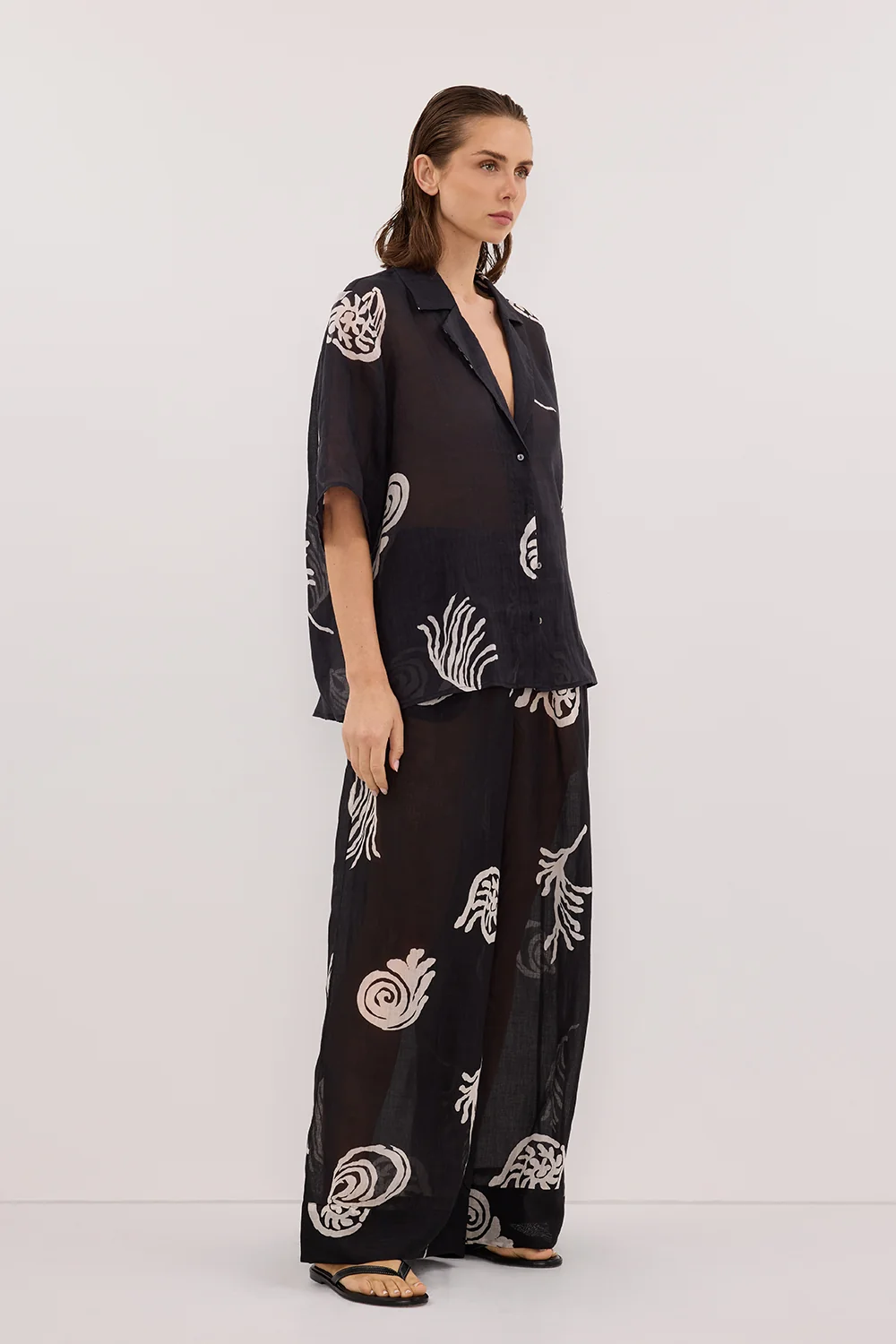 POSITANO BLACK RAMIE SHIRT - Image 3
