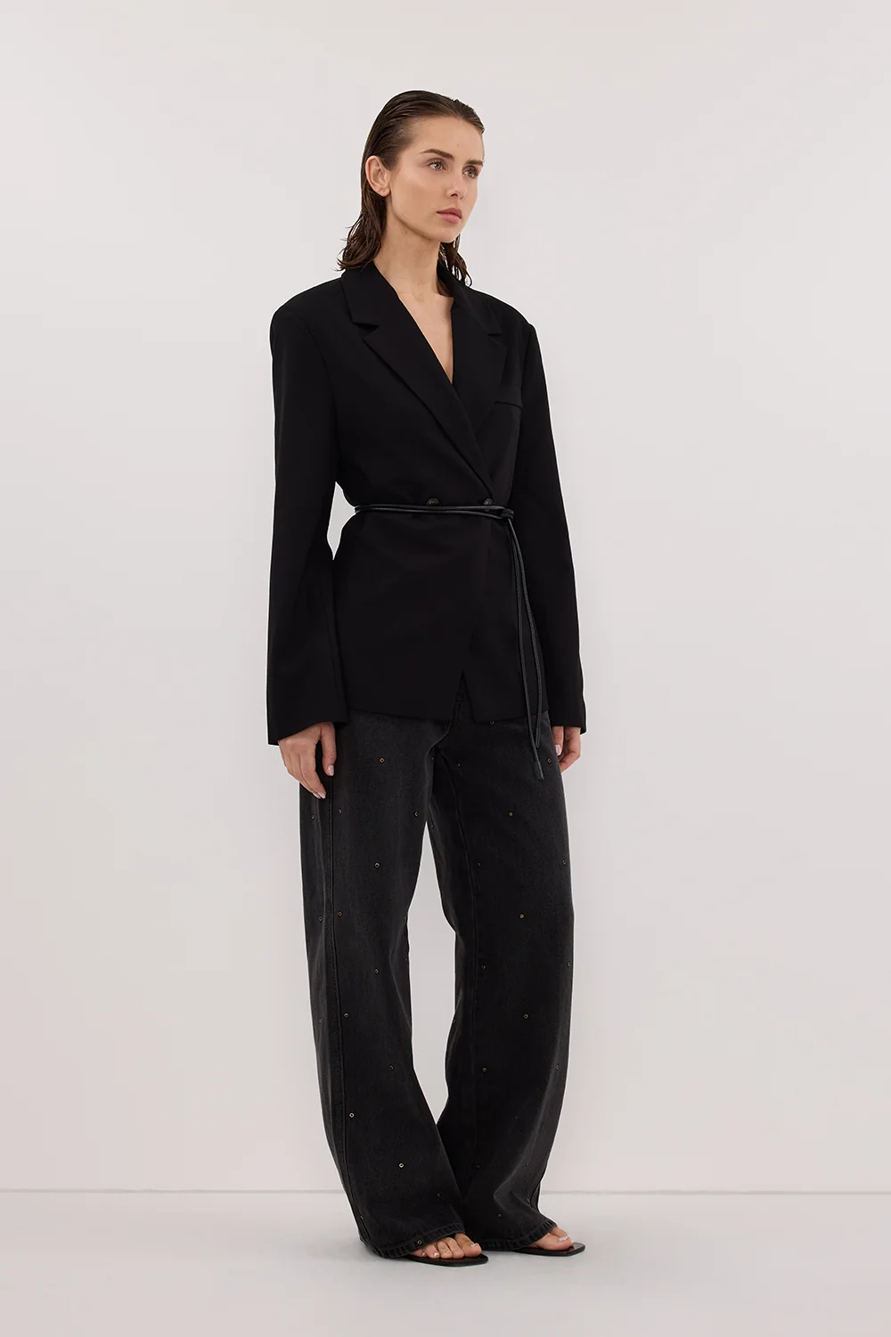 REAGAN 2.0 BLACK RINSE EYELET SLOUCHY JEAN - Image 3