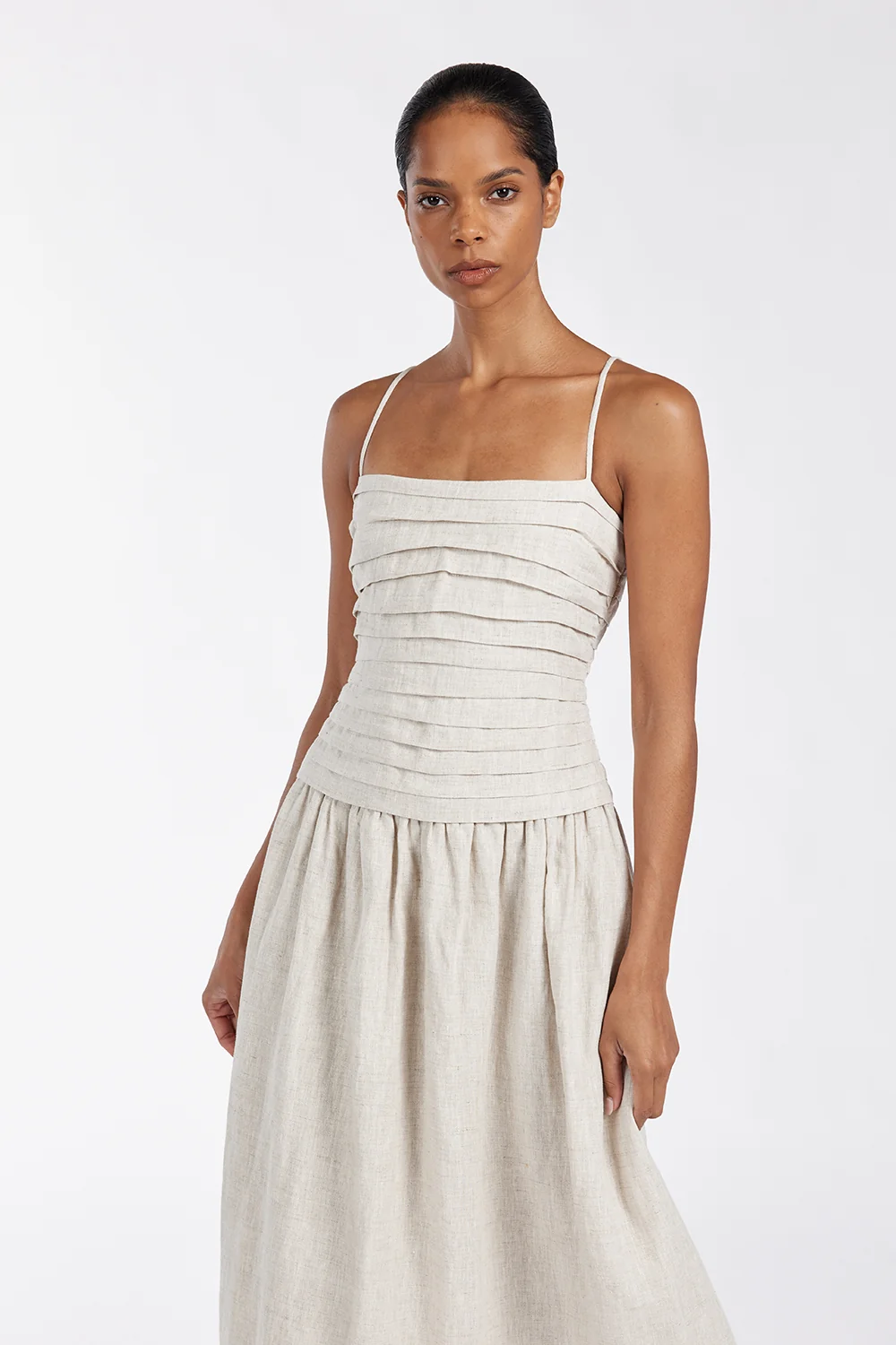 REECE NATURAL LINEN MIDI DRESS - Image 2