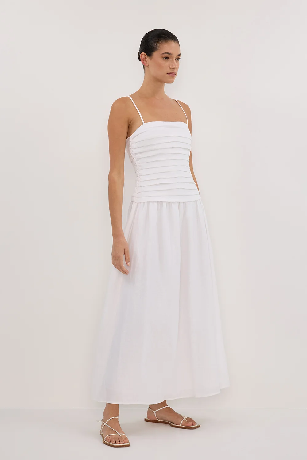 REECE WHITE LINEN MIDI DRESS - Image 3