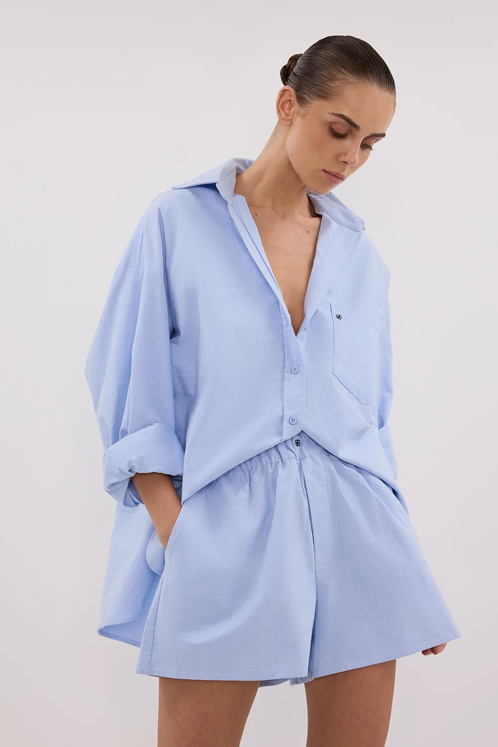 RHEA BLUE COTTON SHORT - Image 2