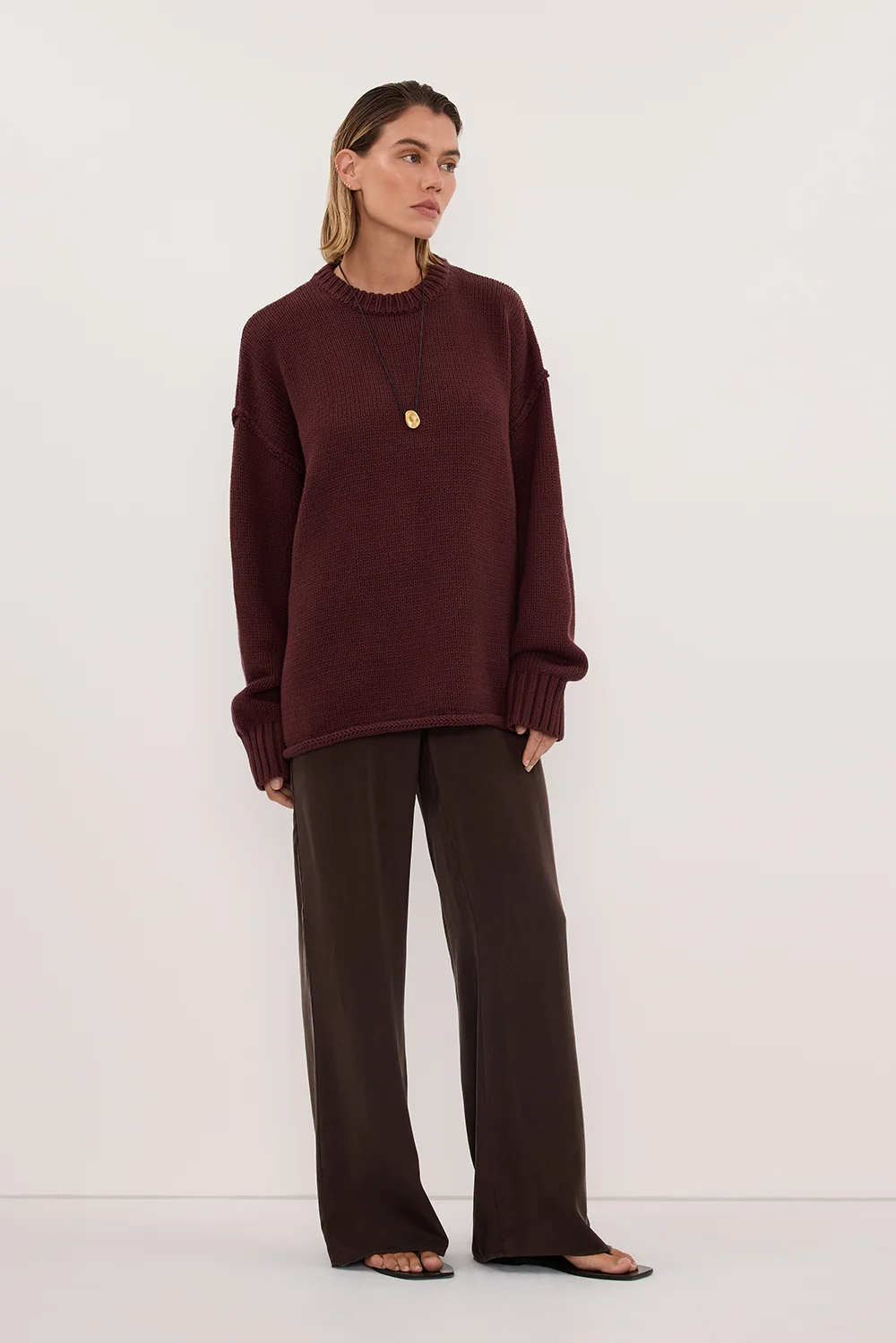 ROY WALNUT OVERSIZED LONGLINE KNIT JUMPER - Image 3