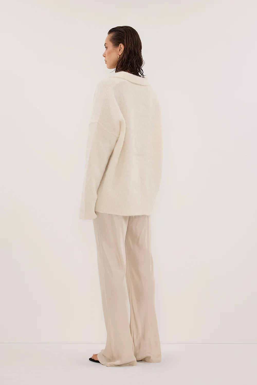 SALMA IVORY POLO NECK KNIT CARDIGAN - Image 4