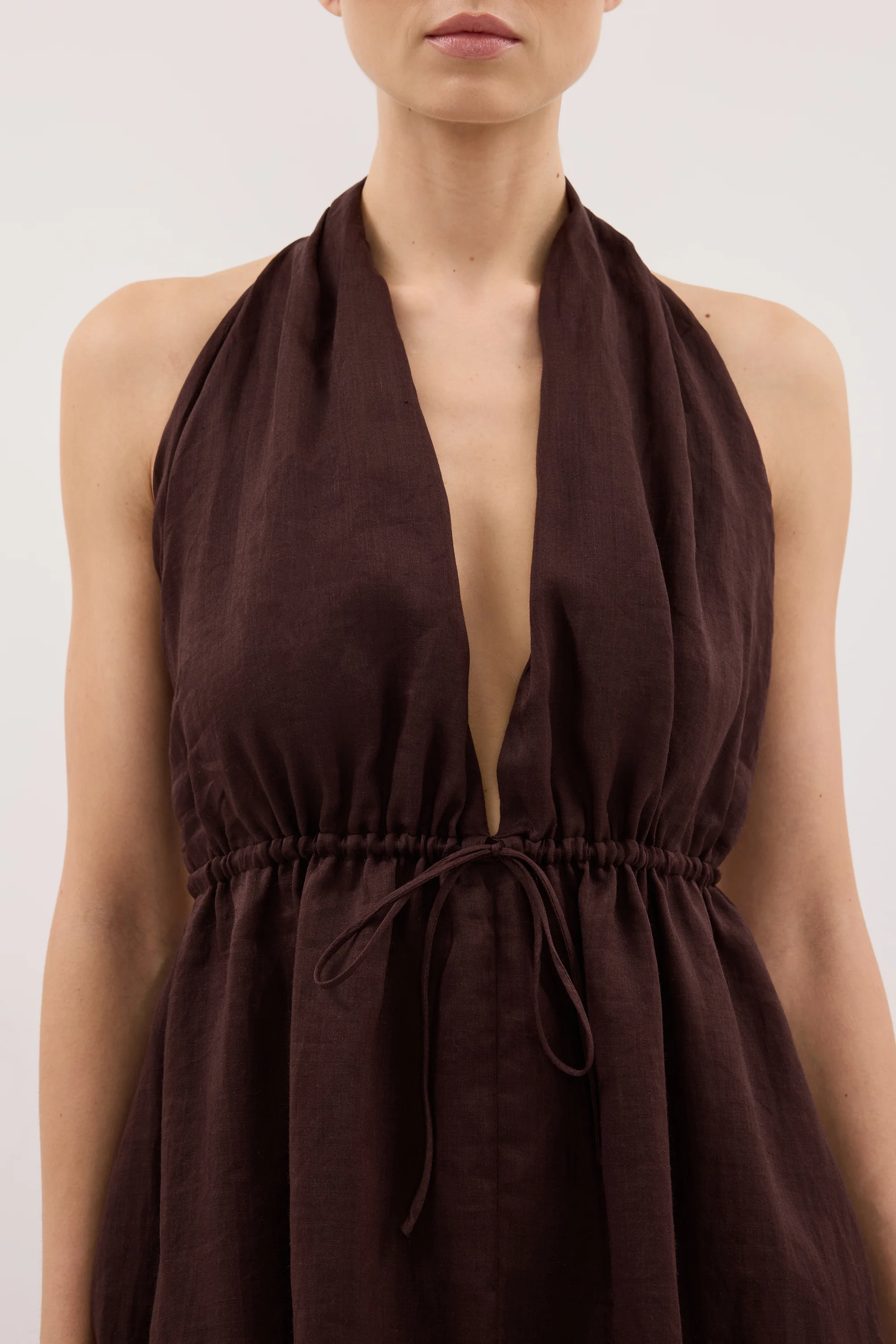 SAMMI BURNT CHOC RAMIE MIDI DRESS - Image 4