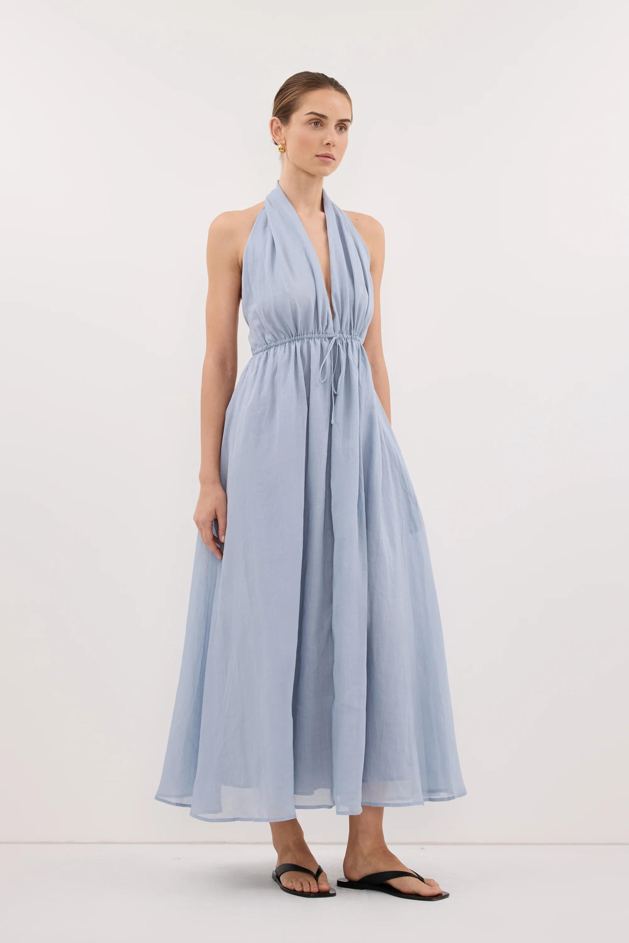 SAMMI DUSTY BLUE RAMIE MIDI DRESS - Image 3
