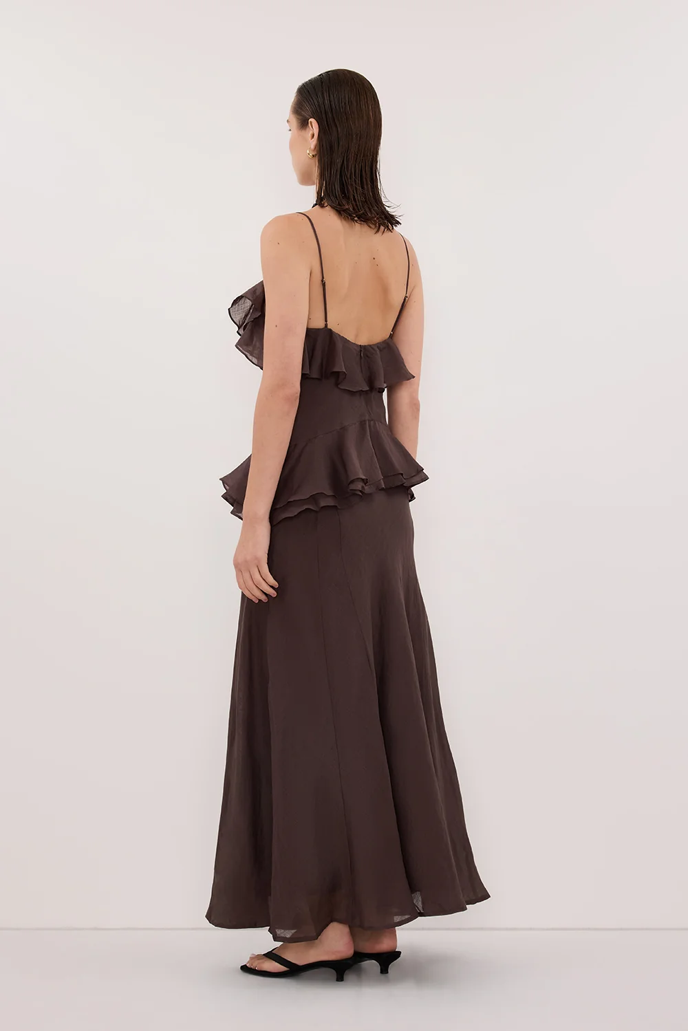 SARA DARK CHOC RAMIE MAXI DRESS - Image 4
