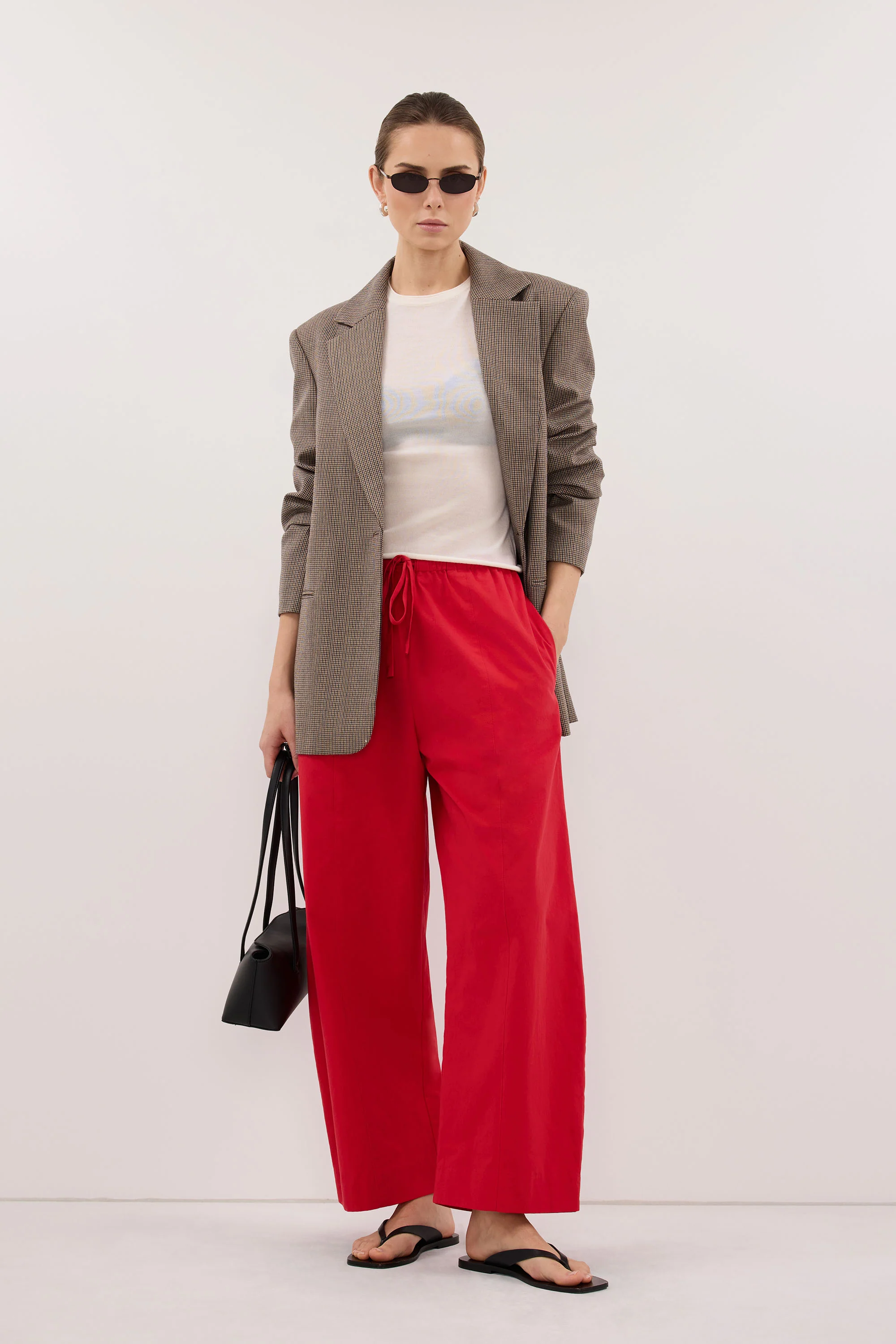 SCOUT RED COTTON BARREL LEG PANT - Image 7