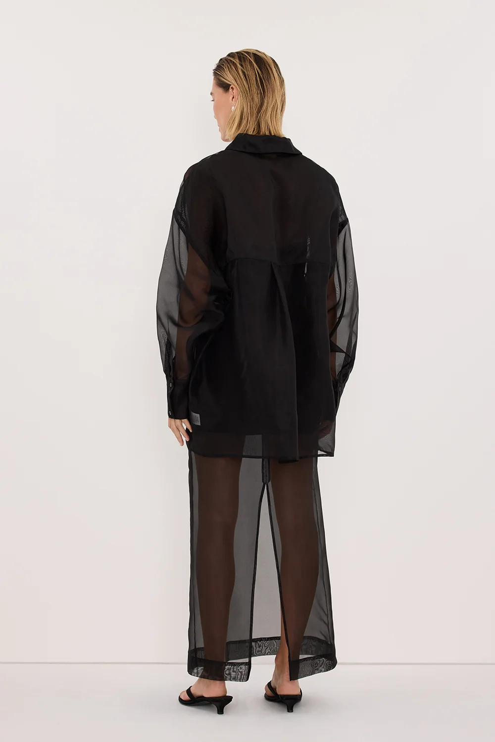SIAN BLACK SILK ORGANZA SHIRT - Image 8