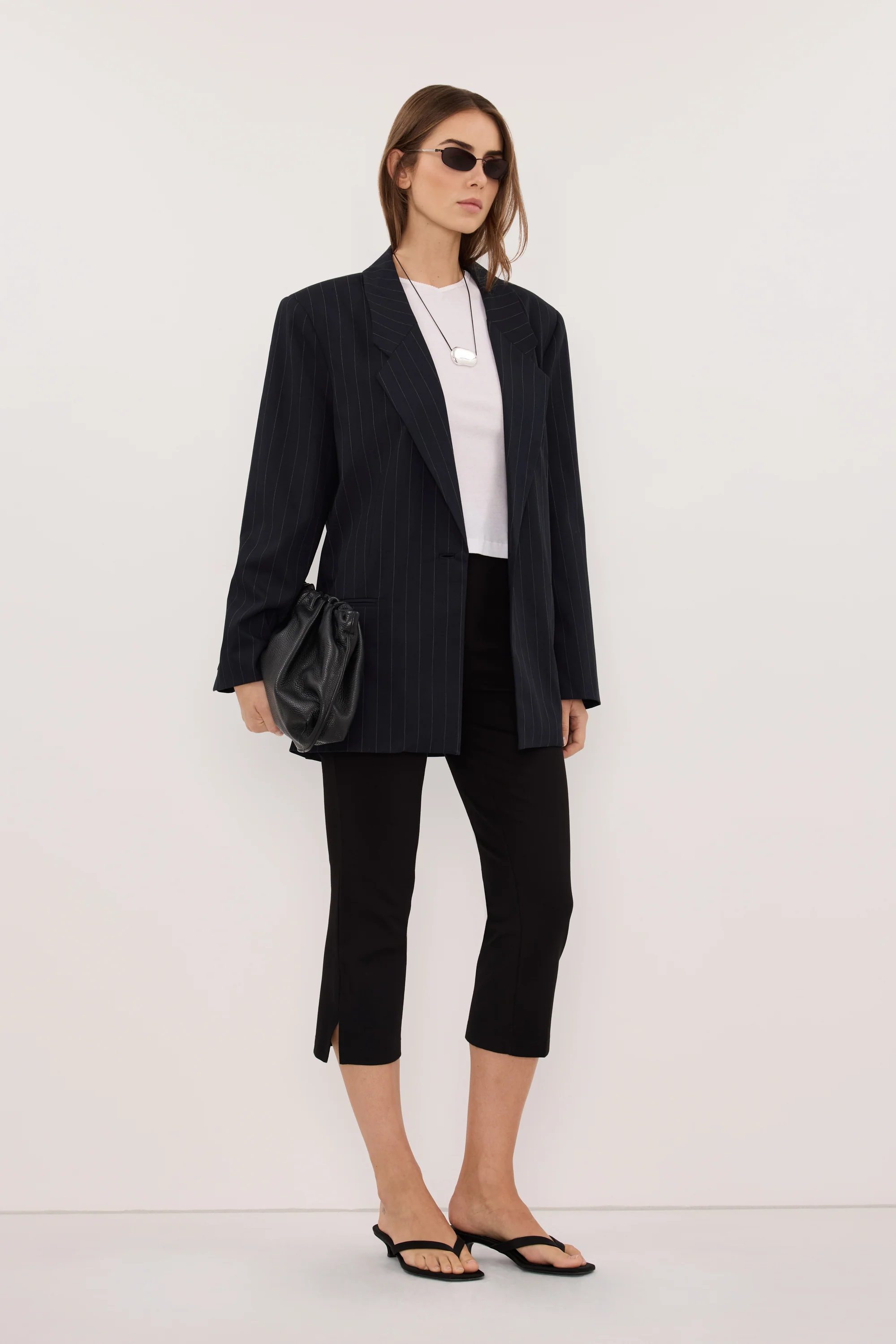 SIAN INK PINSTRIPE OVERSIZED BLAZER - Image 3