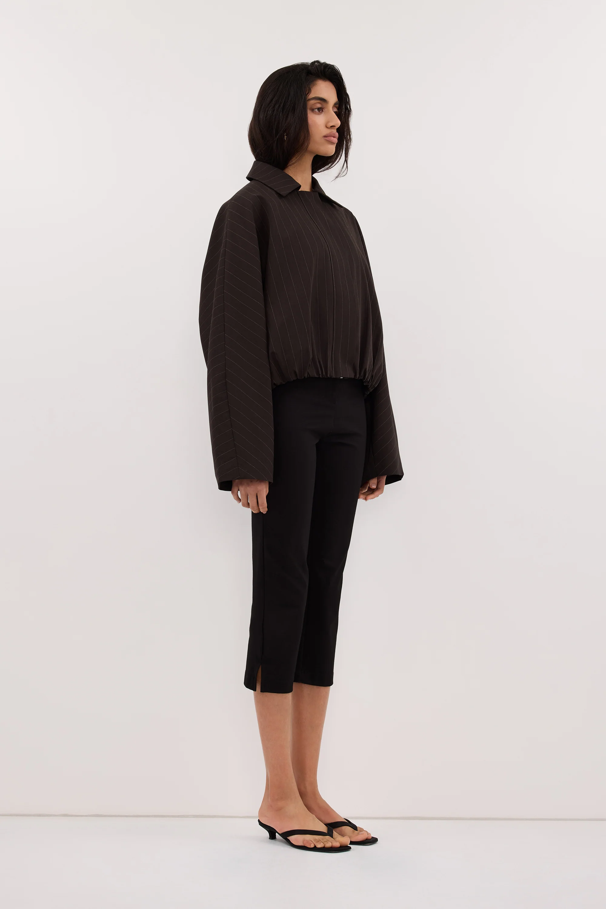 SIAN PEAT PINSTRIPE BOMBER JACKET - Image 3