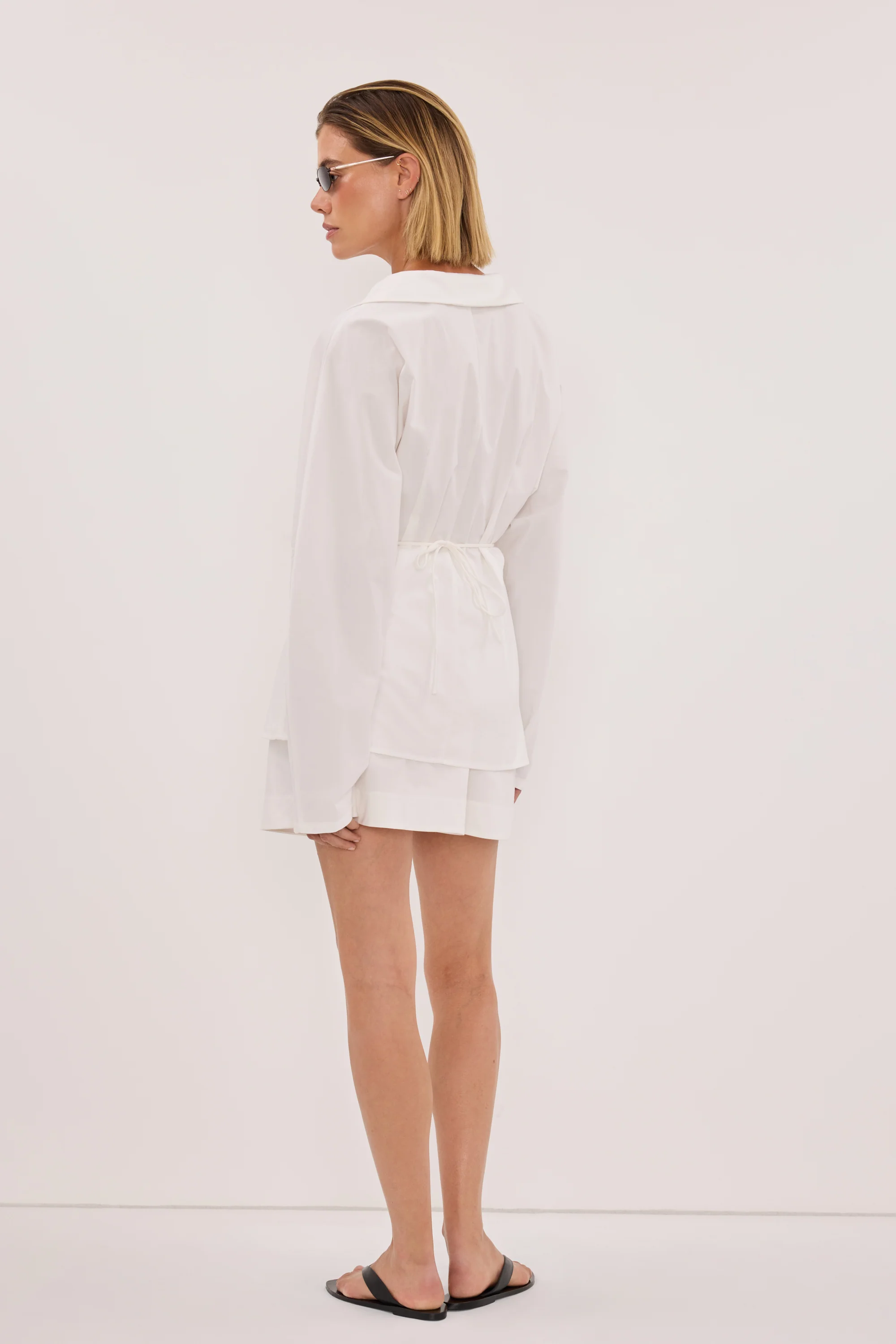 SIENA WHITE COTTON WRAP SHIRT - Image 5