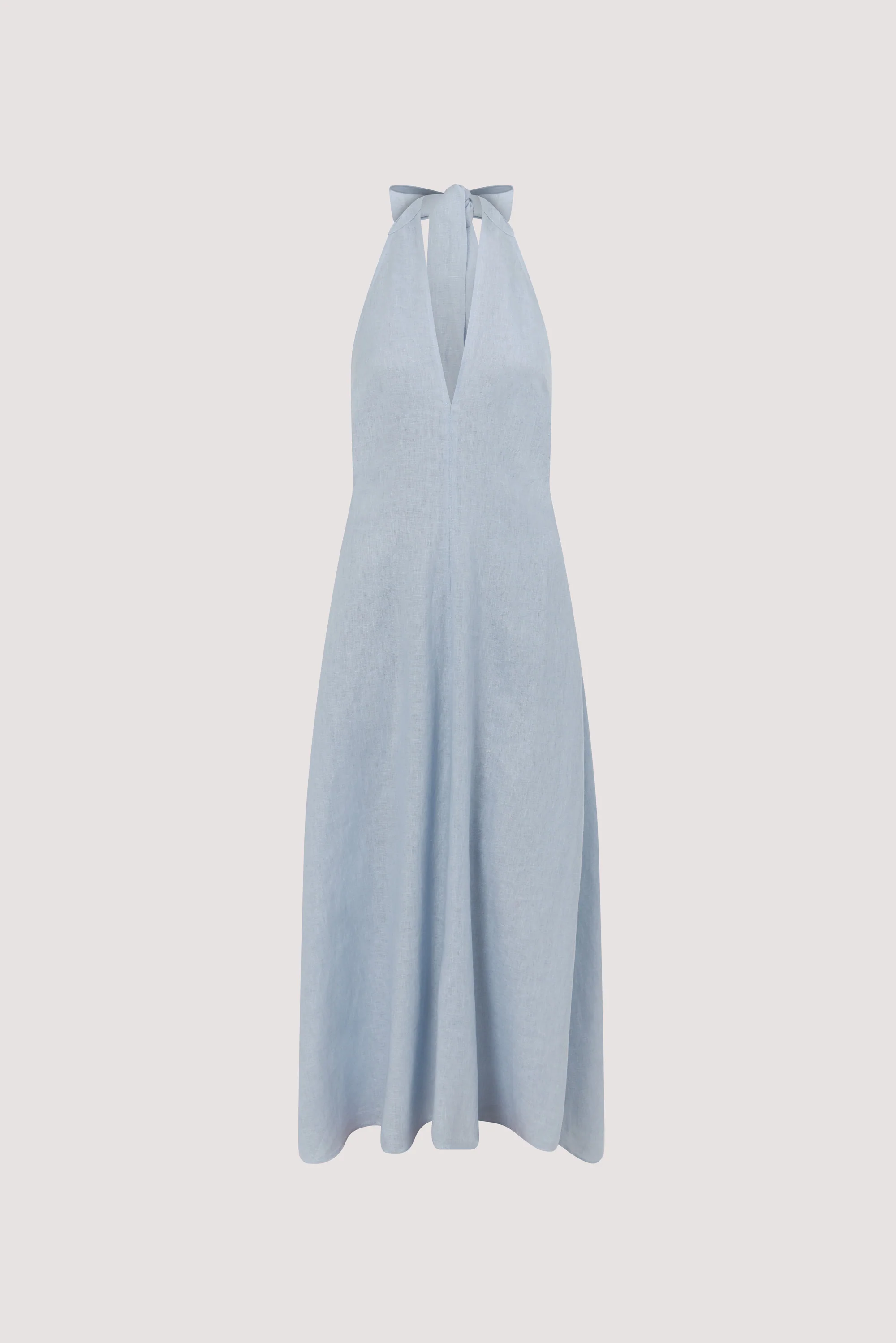 SKY DUSTY BLUE LINEN MIDI DRESS - Image 5