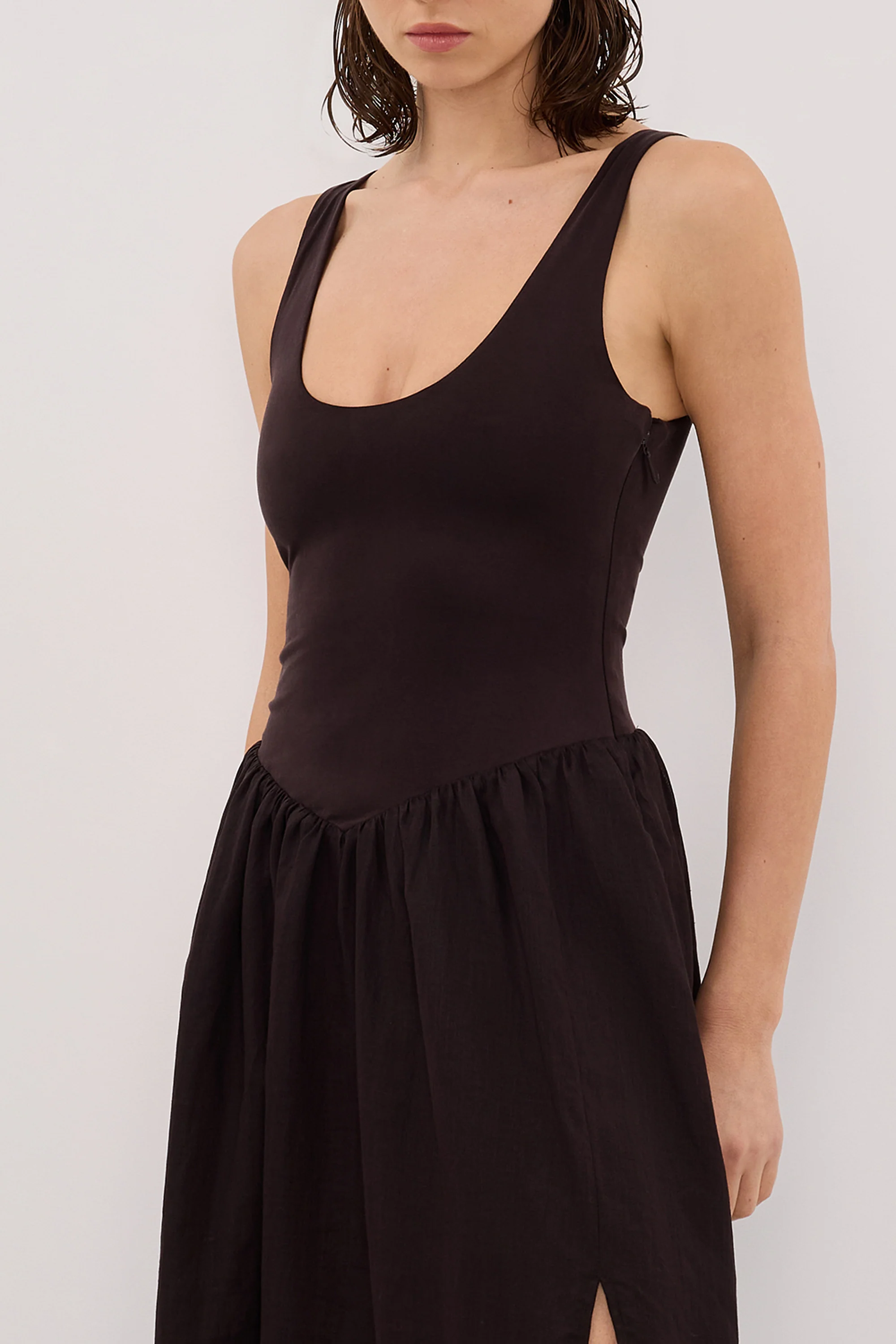 SKYLER BURNT CHOC HYBRID MIDI DRESS - Image 5