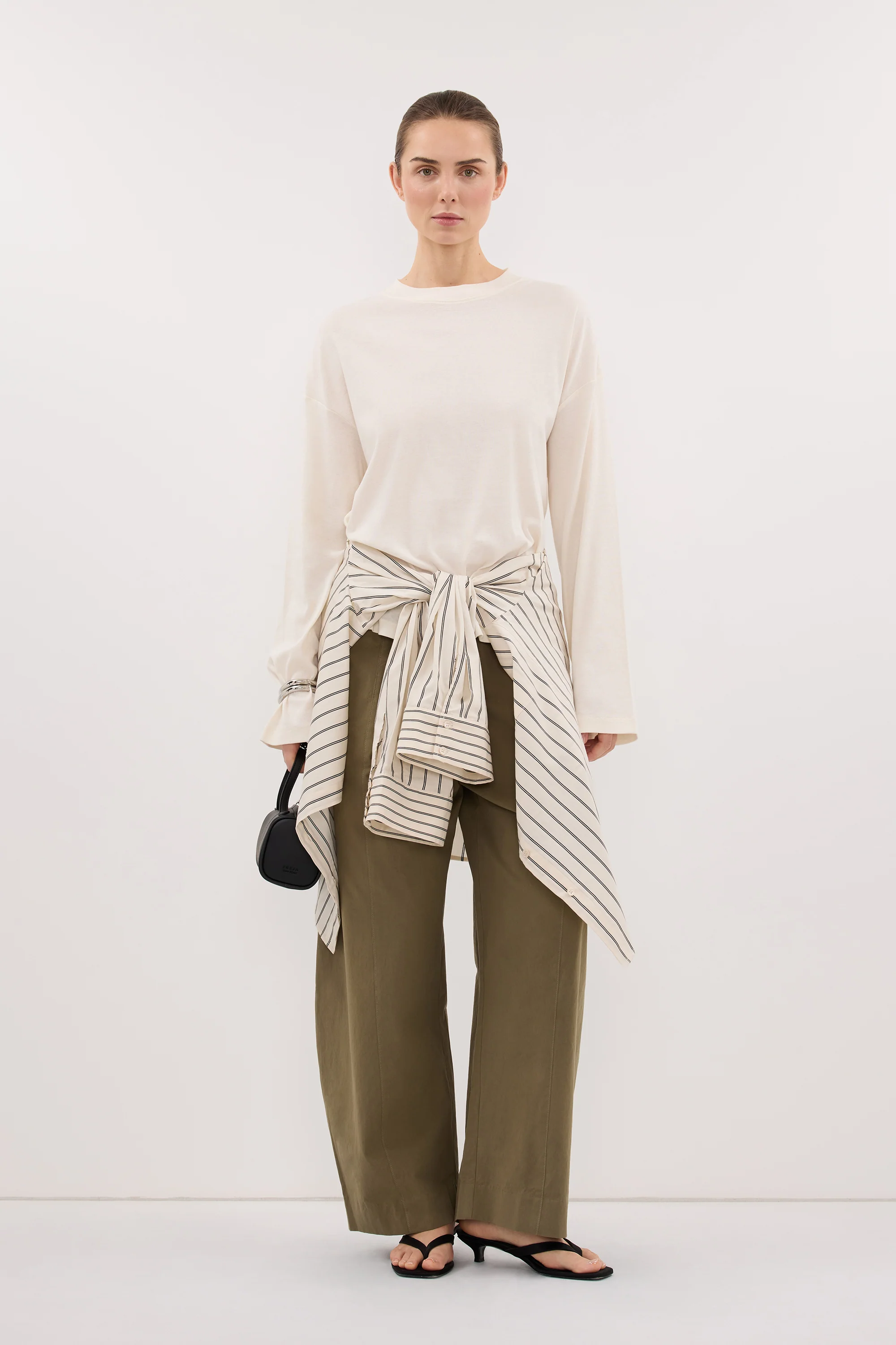 SLOANE CREAM LONG SLEEVE CREW KNIT TOP