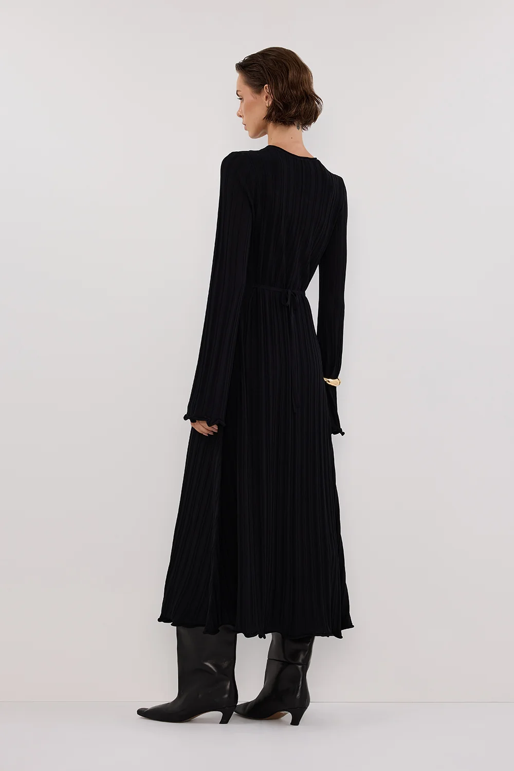 SYLVIA BLACK KNIT MIDI DRESS - Image 4