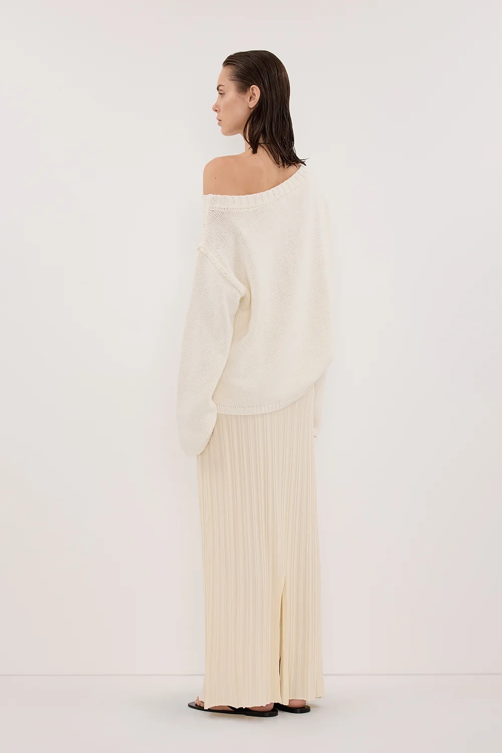 SYLVIA CREAM KNIT MIDI SKIRT - Image 4