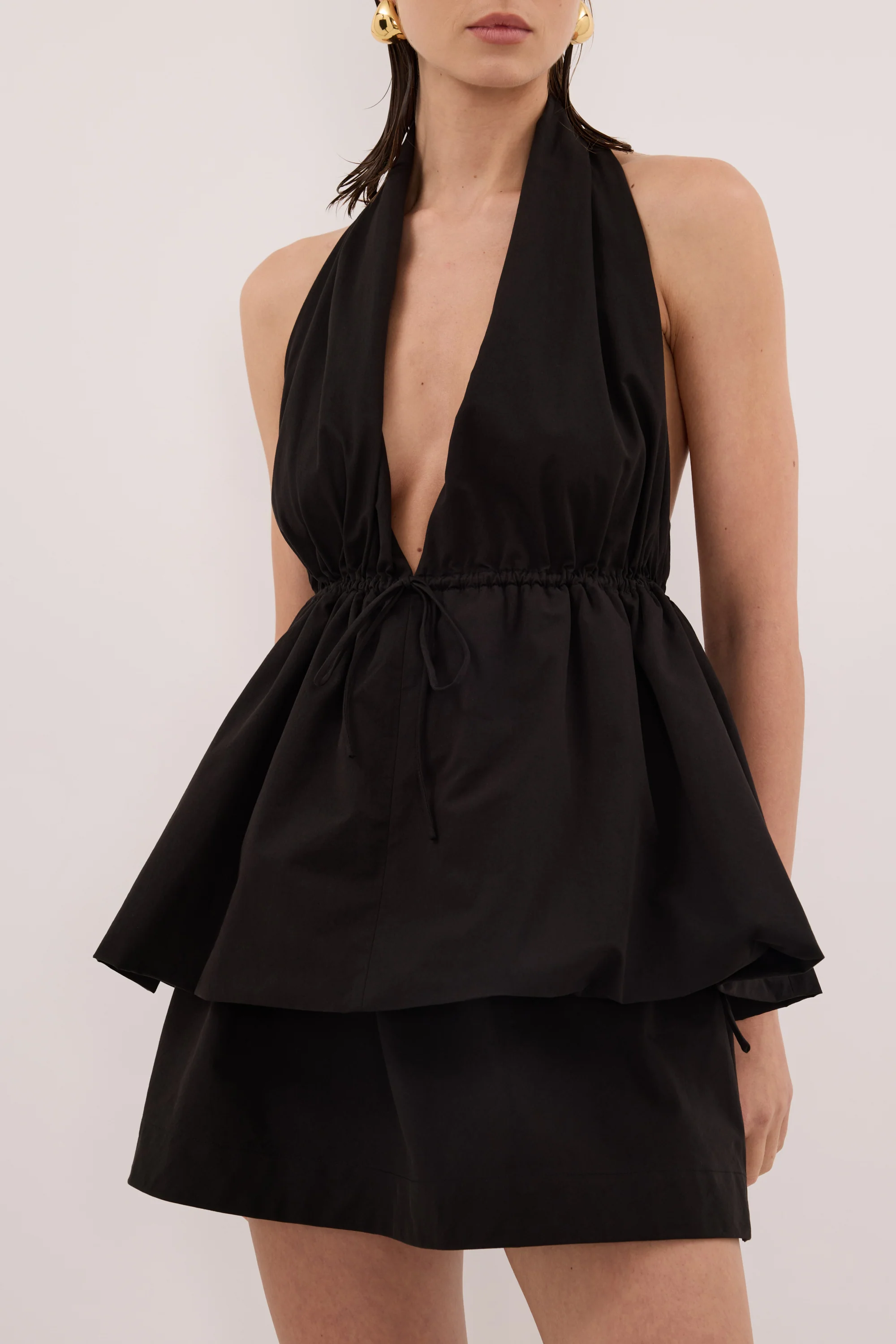 TAMMY BLACK SLEEVELESS COTTON HALTER TOP - Image 5