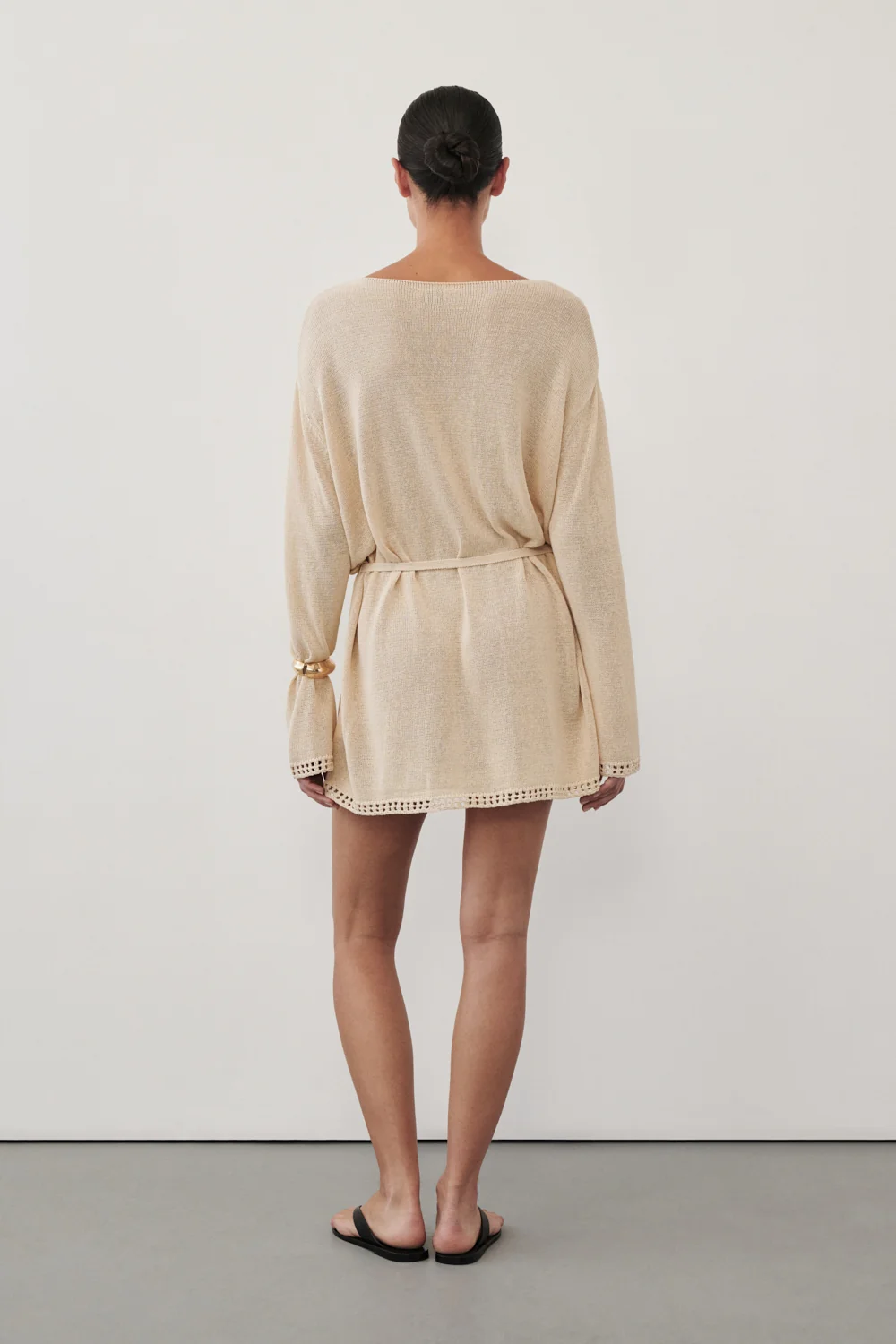 TARI NATURAL KNIT LONG SLEEVE MINI DRESS - Image 4