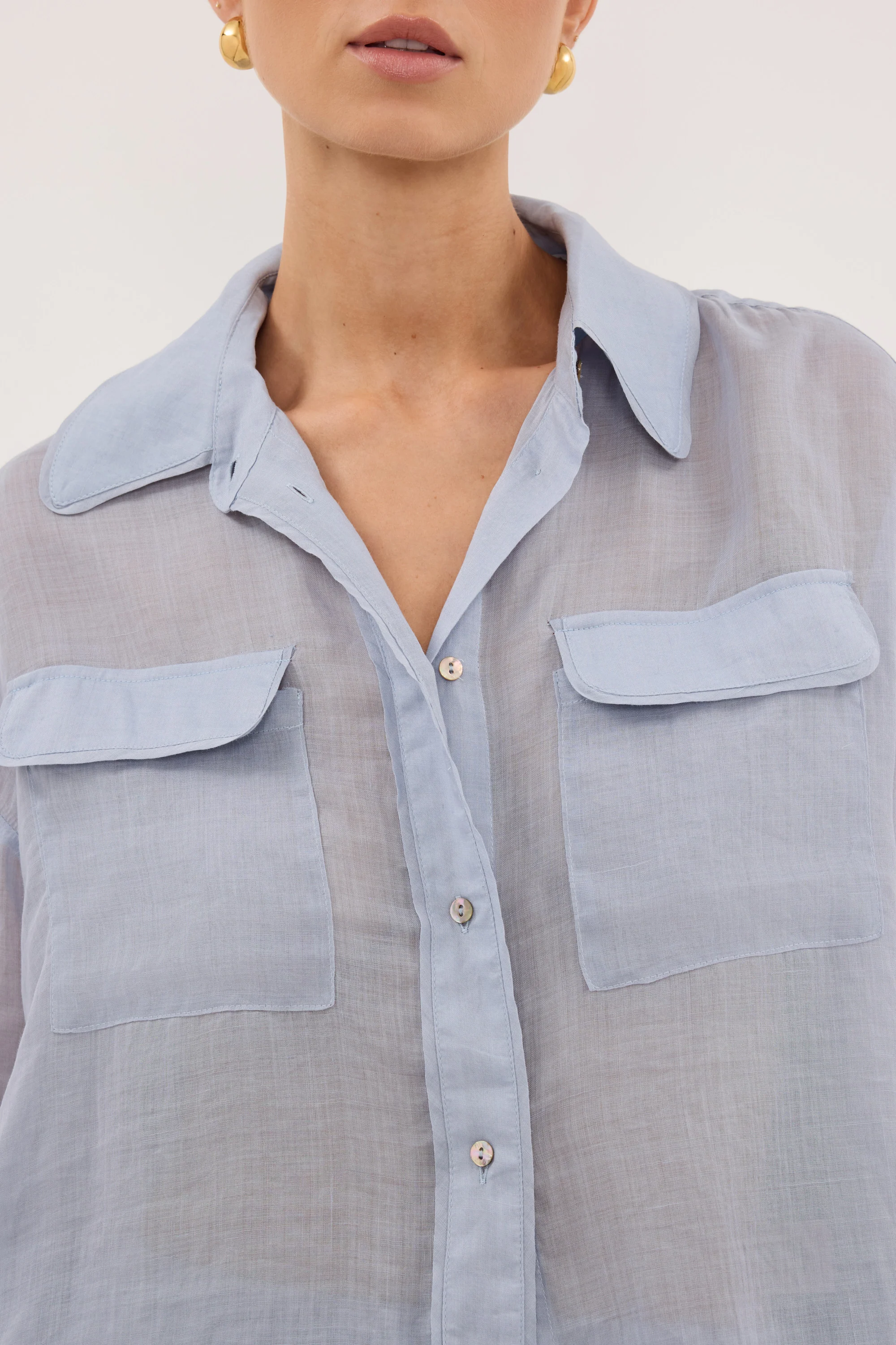 TENLEY DUSTY BLUE RAMIE SHIRT - Image 4