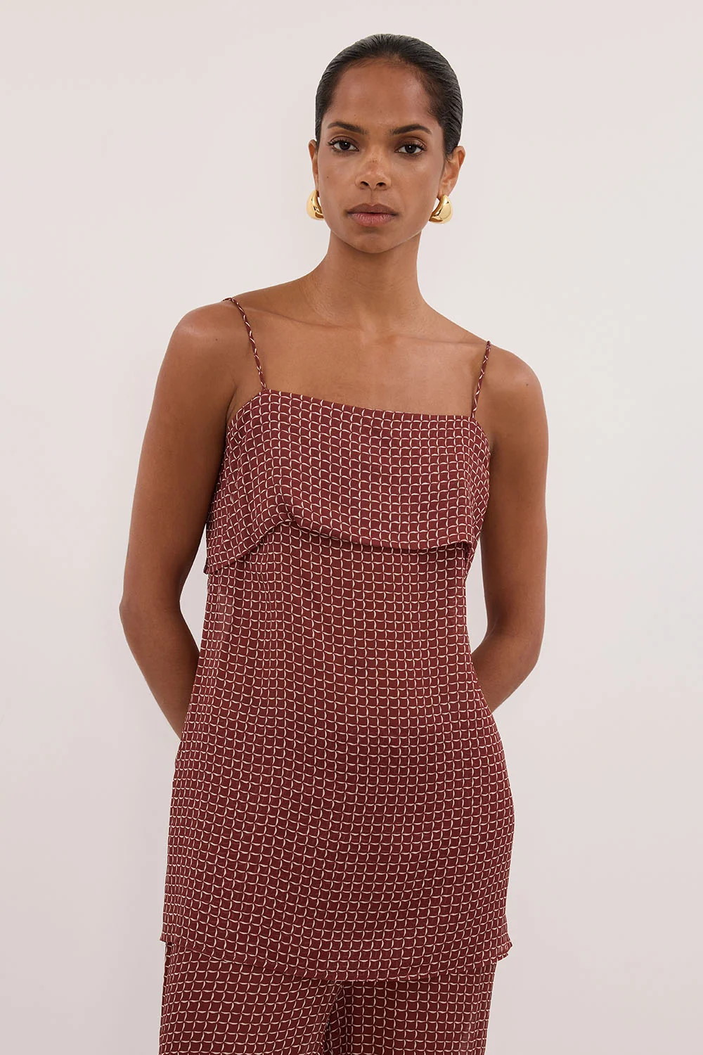 TIA SAHARA SLEEVELESS MICRO CHECK CAMI TOP - Image 2