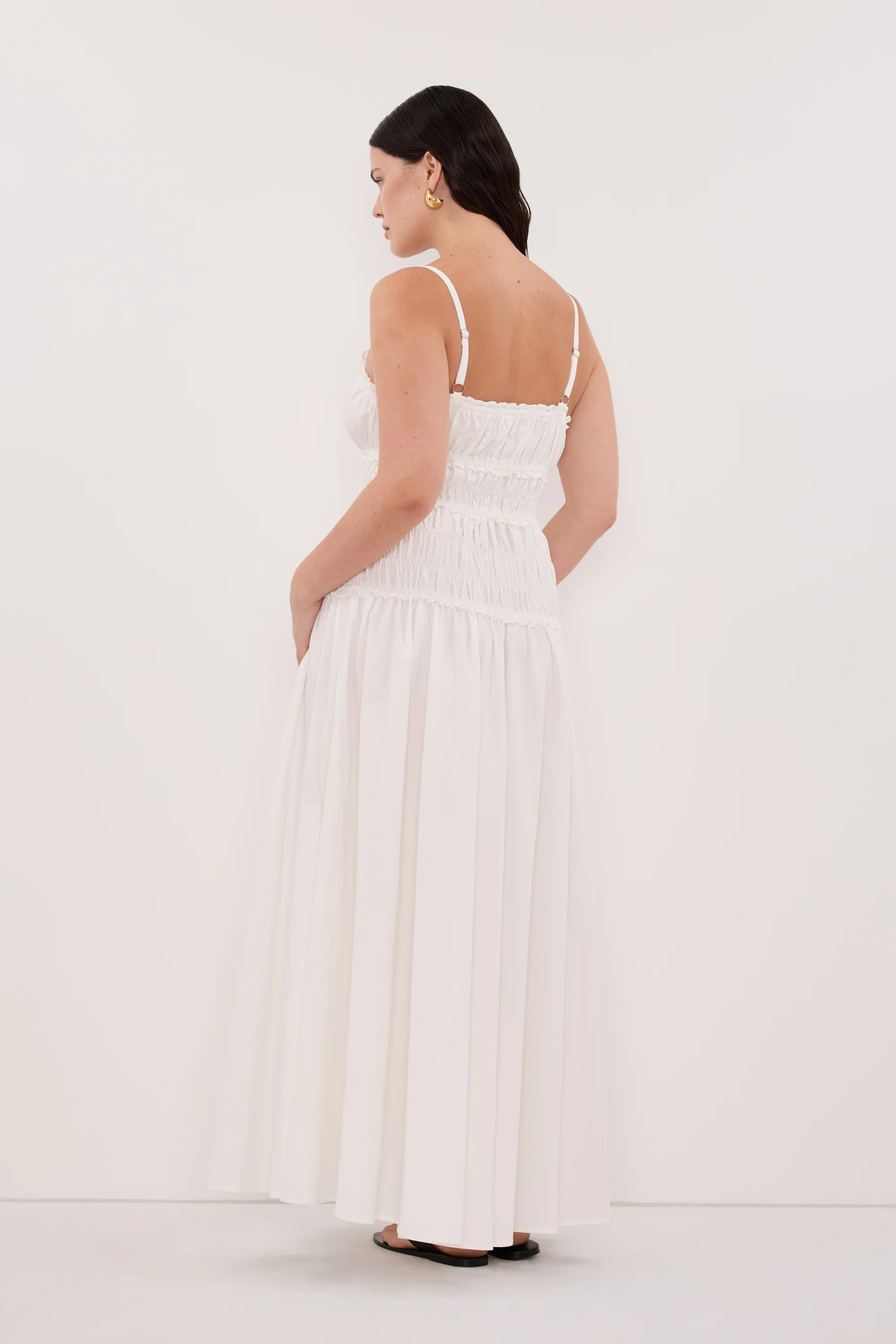 TOBY WHITE COTTON MIDI DRESS - Image 7