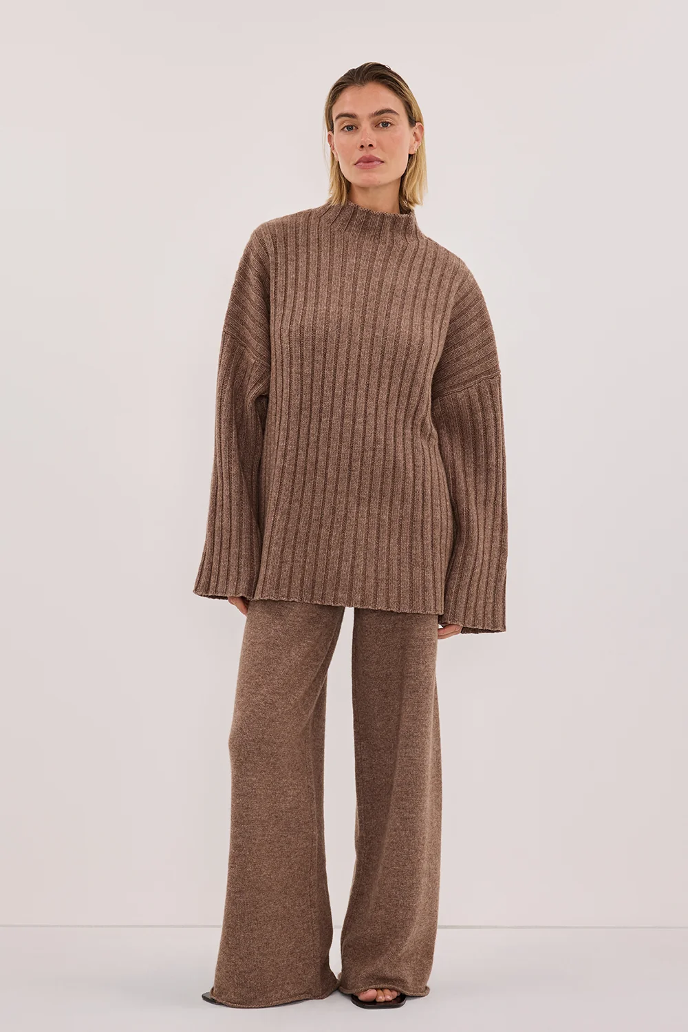 TUCSON MOCHA HIGH NECK KNIT JUMPER
