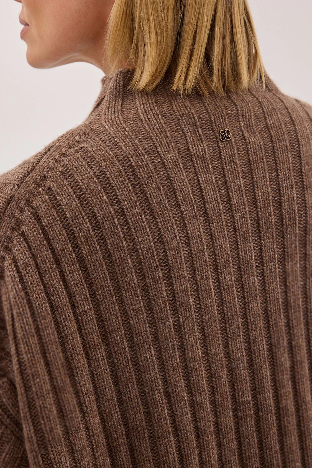TUCSON MOCHA HIGH NECK KNIT JUMPER - Image 5