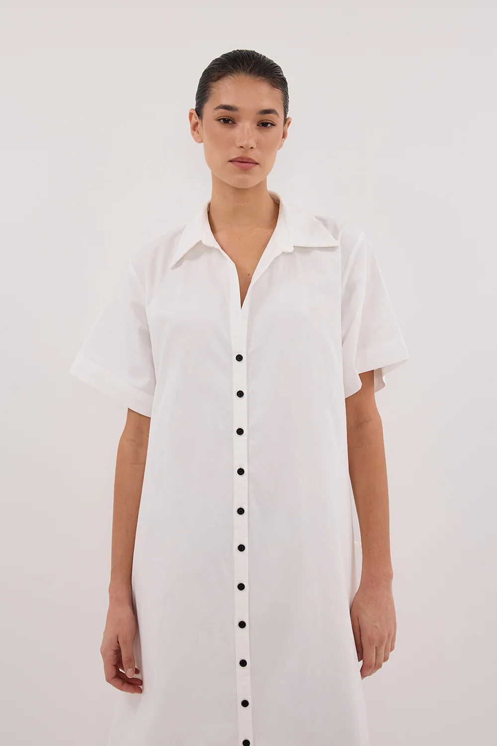 VIOLET WHITE SHIRT MIDI DRESS - Image 2
