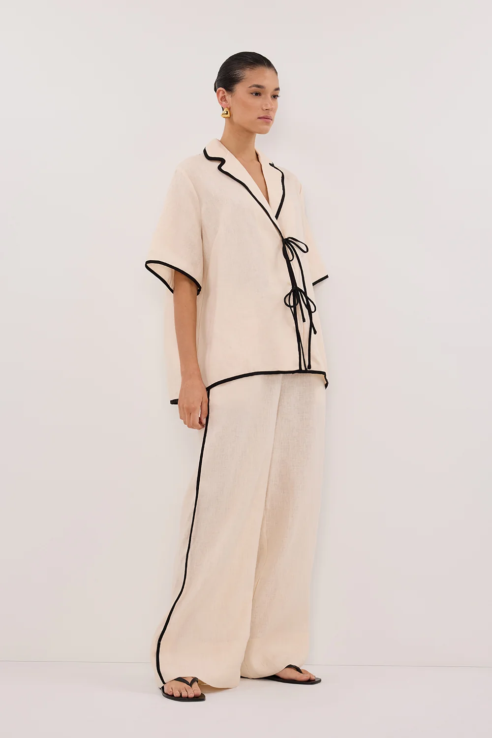 VON CREAM LINEN PANT - Image 3