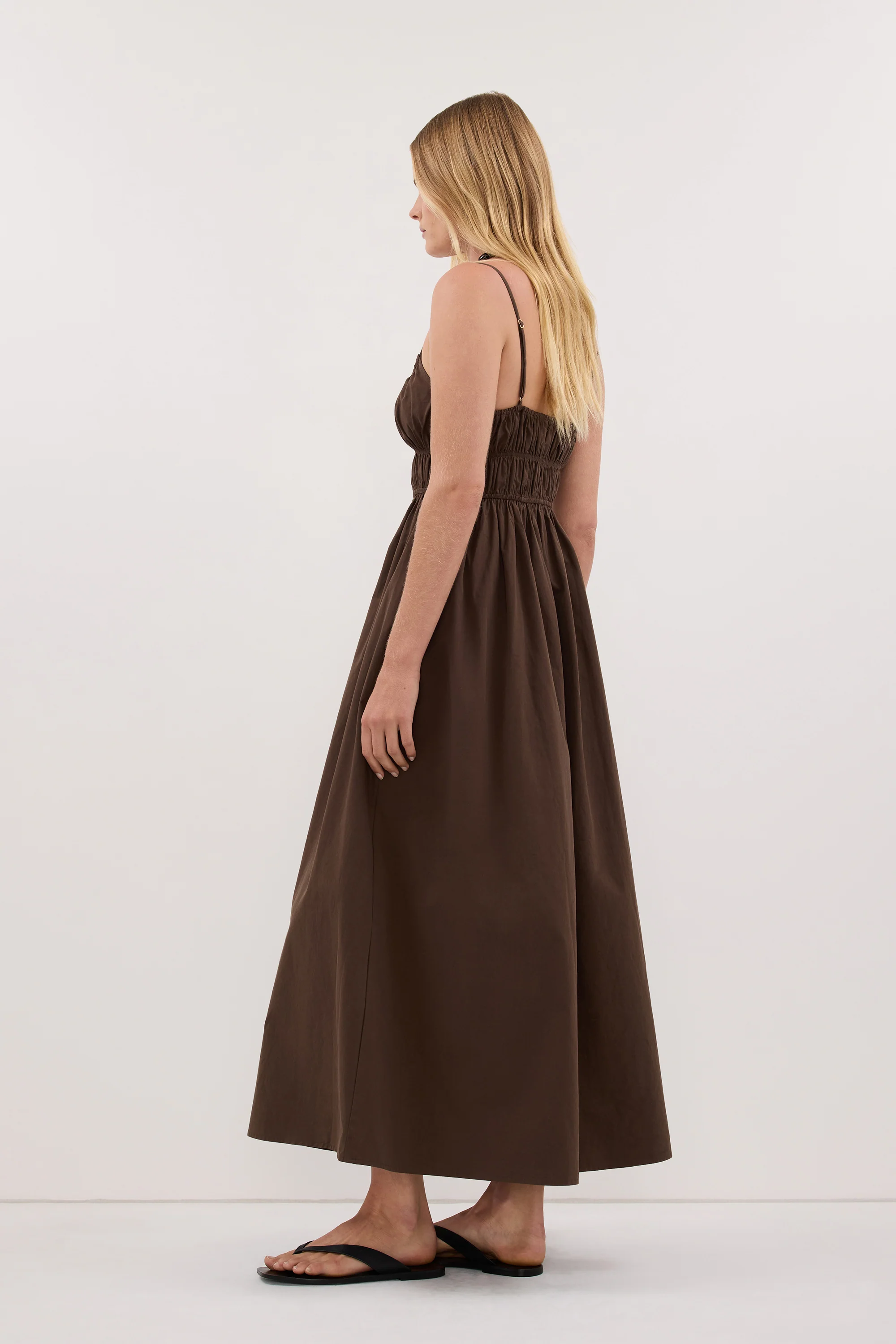 ZAHARA BITTER CHOC COTTON MIDI DRESS - Image 4