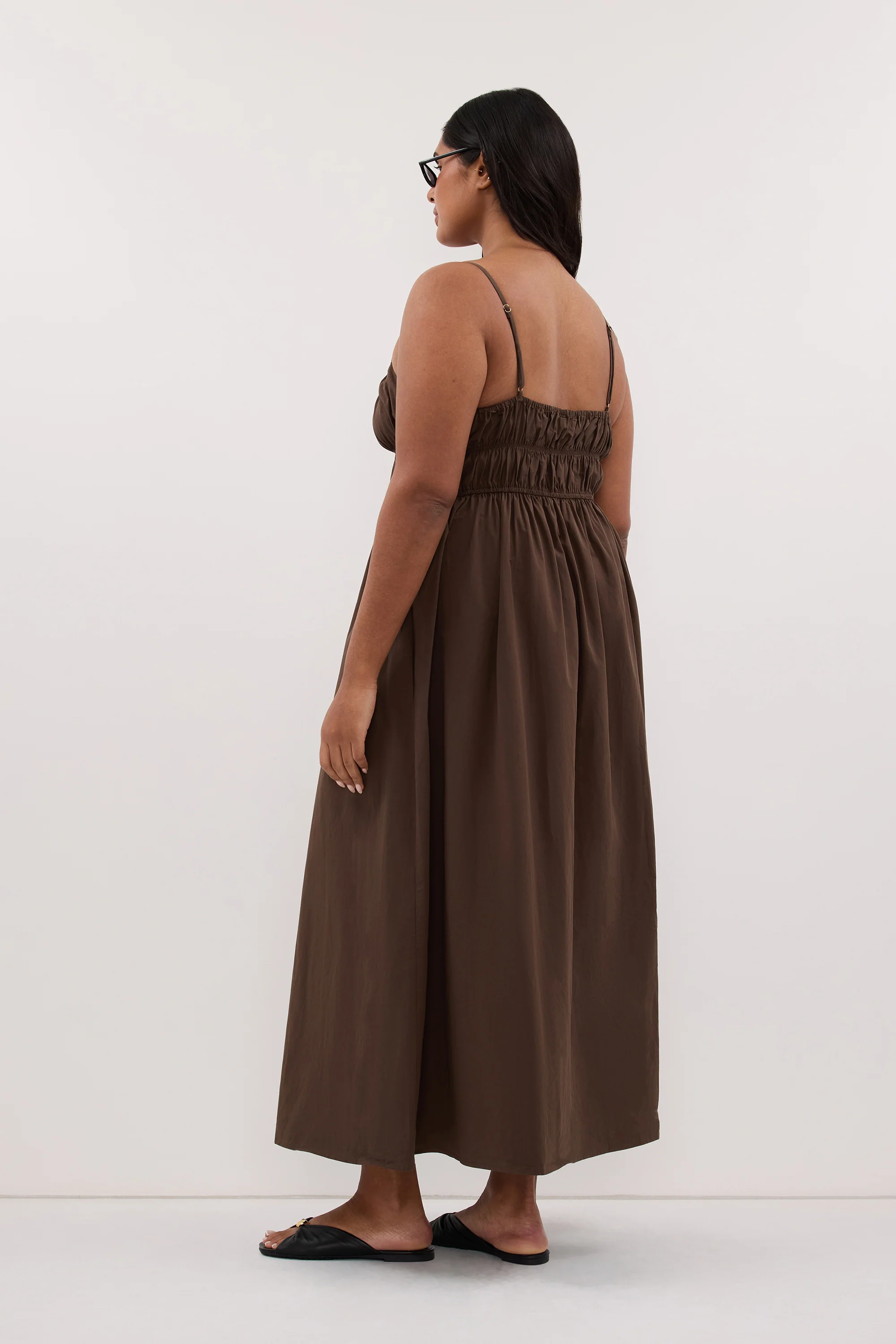 ZAHARA BITTER CHOC COTTON MIDI DRESS - Image 7